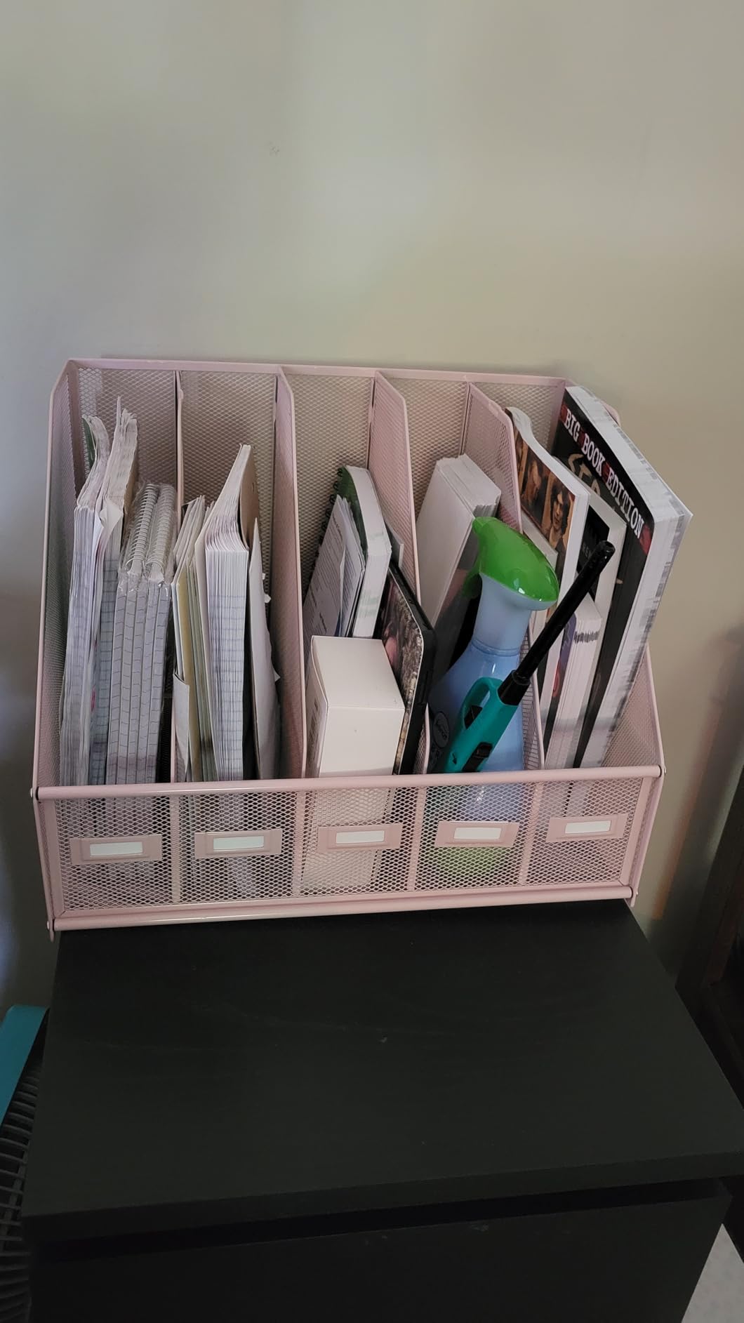 SUPEASY Desk Organizers Metal Desk Magazine File Holder with 5 Vertical Compartments Rack File Organizer for Office Desktop, Classroom, Home Workspace, Black customer photo 1