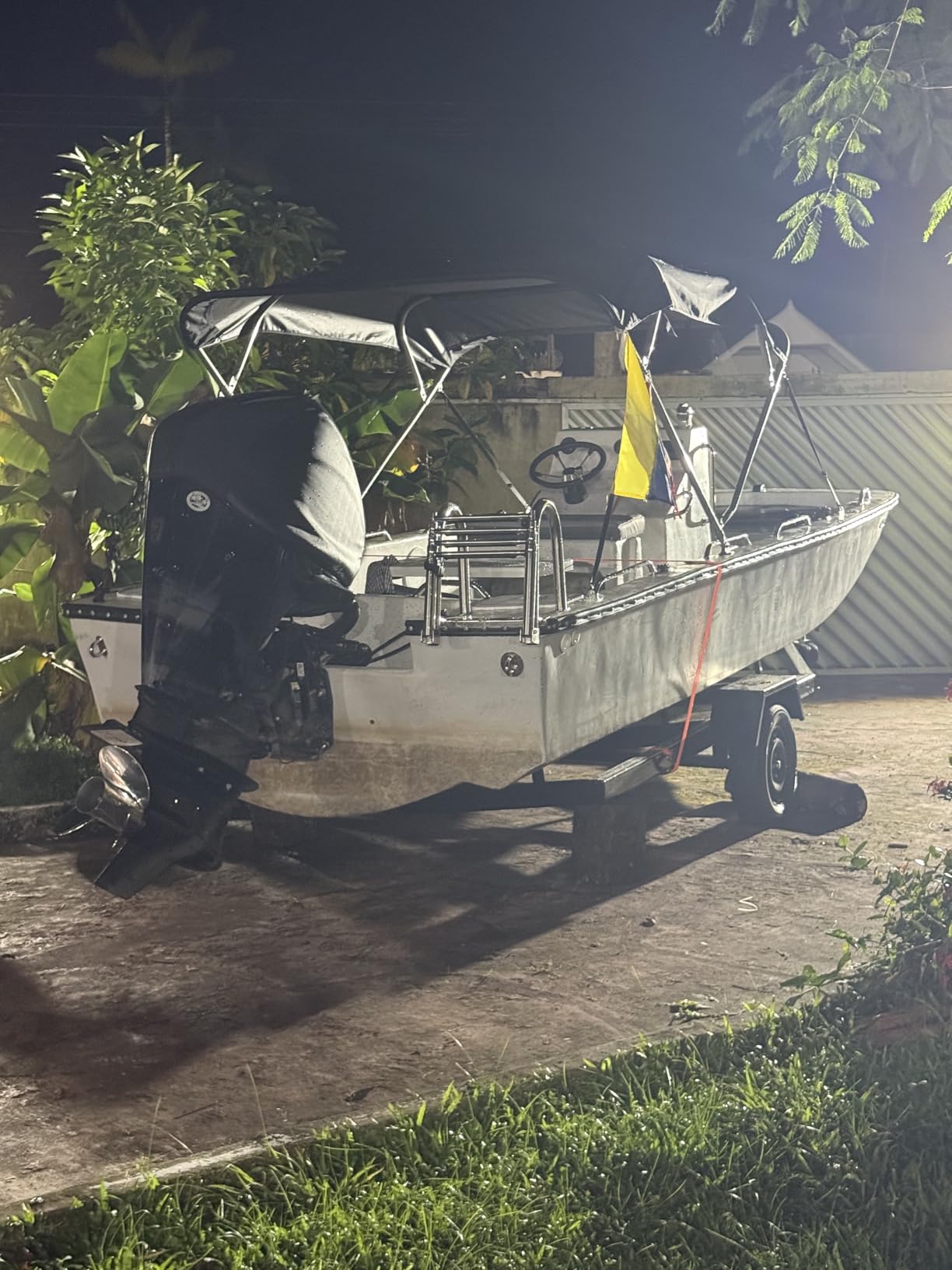 4 Step Pontoon Boat Ladder, Stainless Steel Telescoping Heavy Duty Pontoon Swim Boarding Ladder for Outboards, Yacht, Fishing Boat, Swimming Pool Dock Ladder, with Nonslip Steps customer photo 1