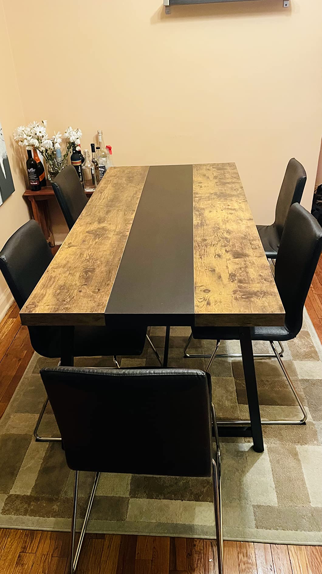 Tribesigns Dining Table for 8 People, 70.87-inch Rectangular Wood Kitchen Table with Strong Metal Frame, Industrial Large Long Dining Room Table for Big Family (Rustic Brown) customer photo 1