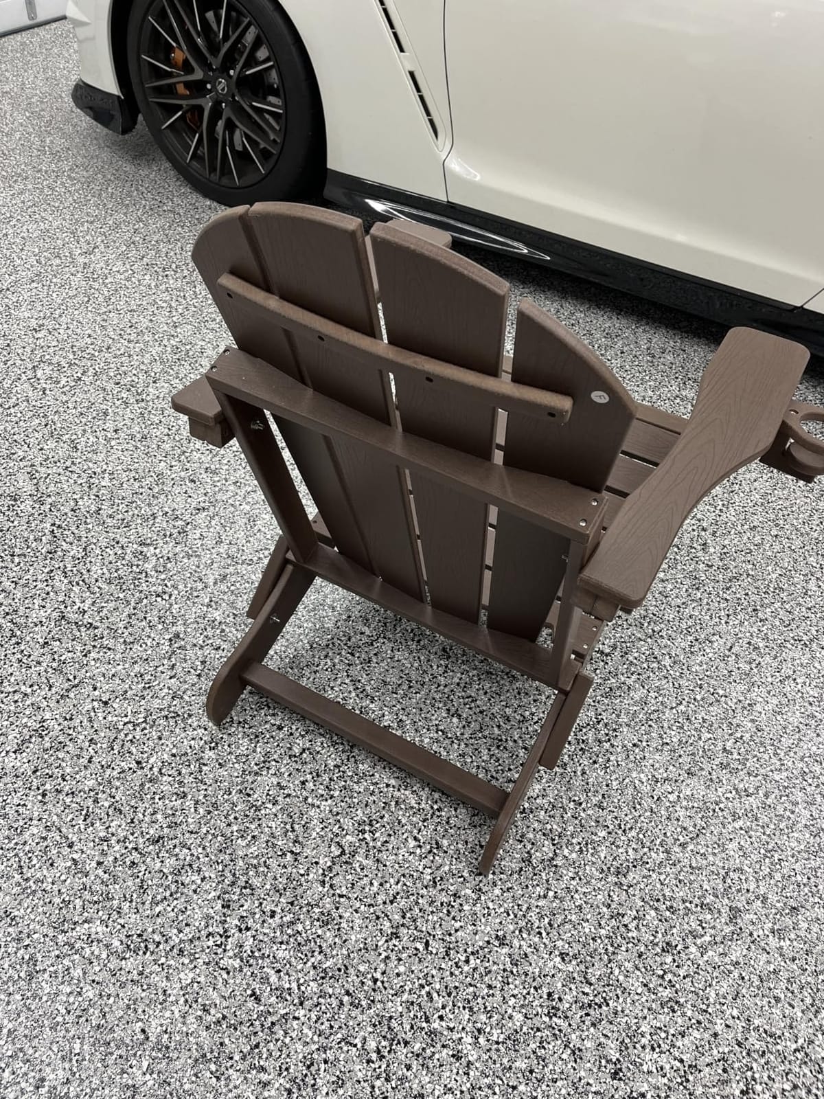 Folding Adirondack Chair Wood Texture for Patio, Weather Resistant, Plastic Fire Pit Chair with Cup Holder, Lawn Chair for Outdoor Porch Garden Backyard Deck (Black) customer photo 2