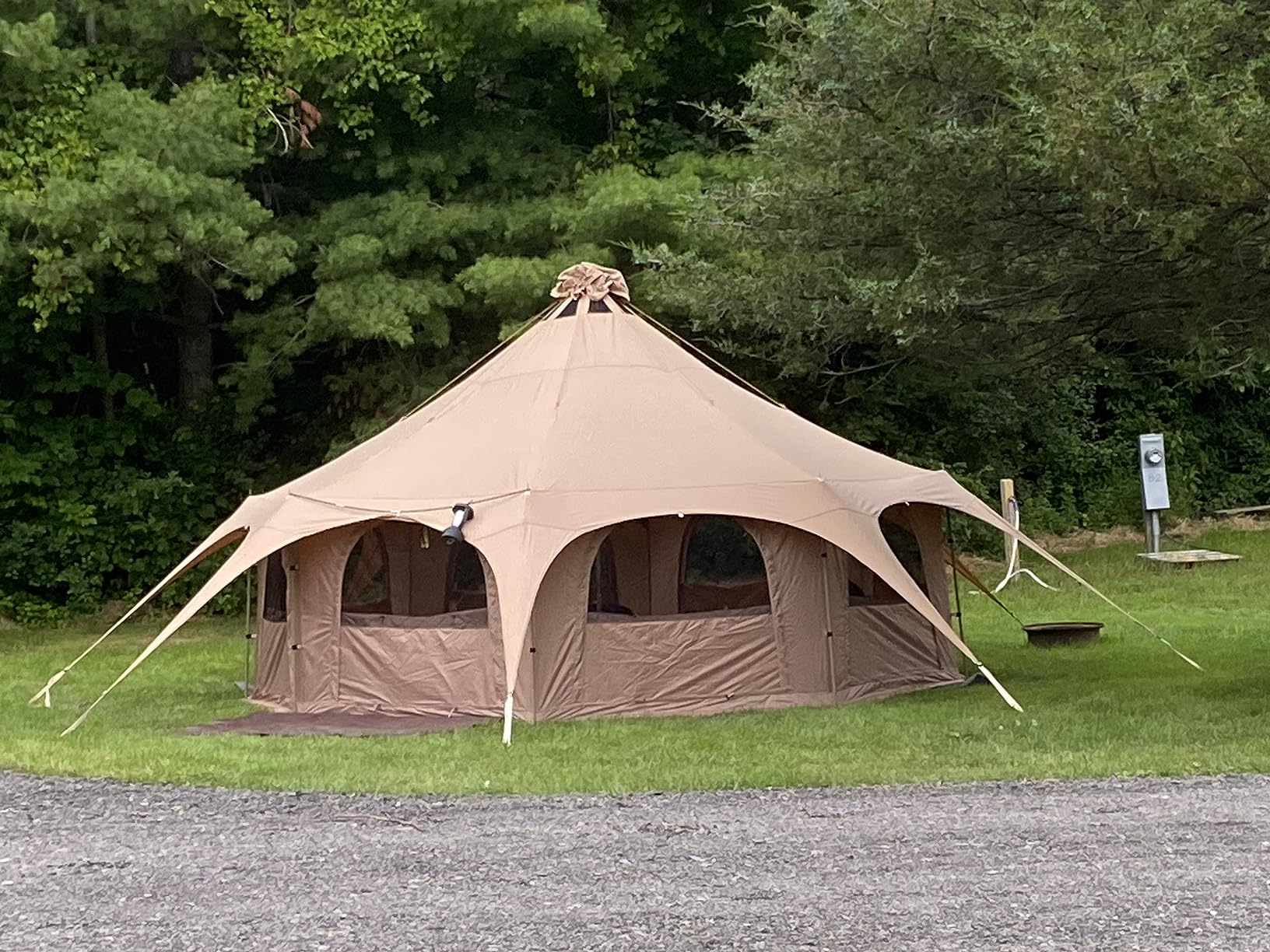 MC TOMOUNT Canvas Tent Bell Tent 16.4ft*9.2ft with Stove Jack for Glamping Family Camping Zipped Removable Floor customer photo 1