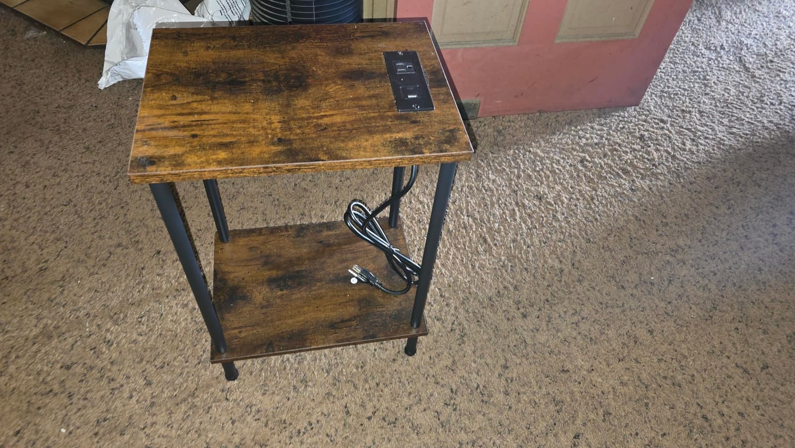 HOOBRO Side Table with Charging Station, Small End Table with USB Port and Outlet, Nightstand with 2-Layer Storage Shelves for Small Spaces, Living Room, Bedroom, Stable Frame, Rustic Brown BF09UBZ01 customer photo 2