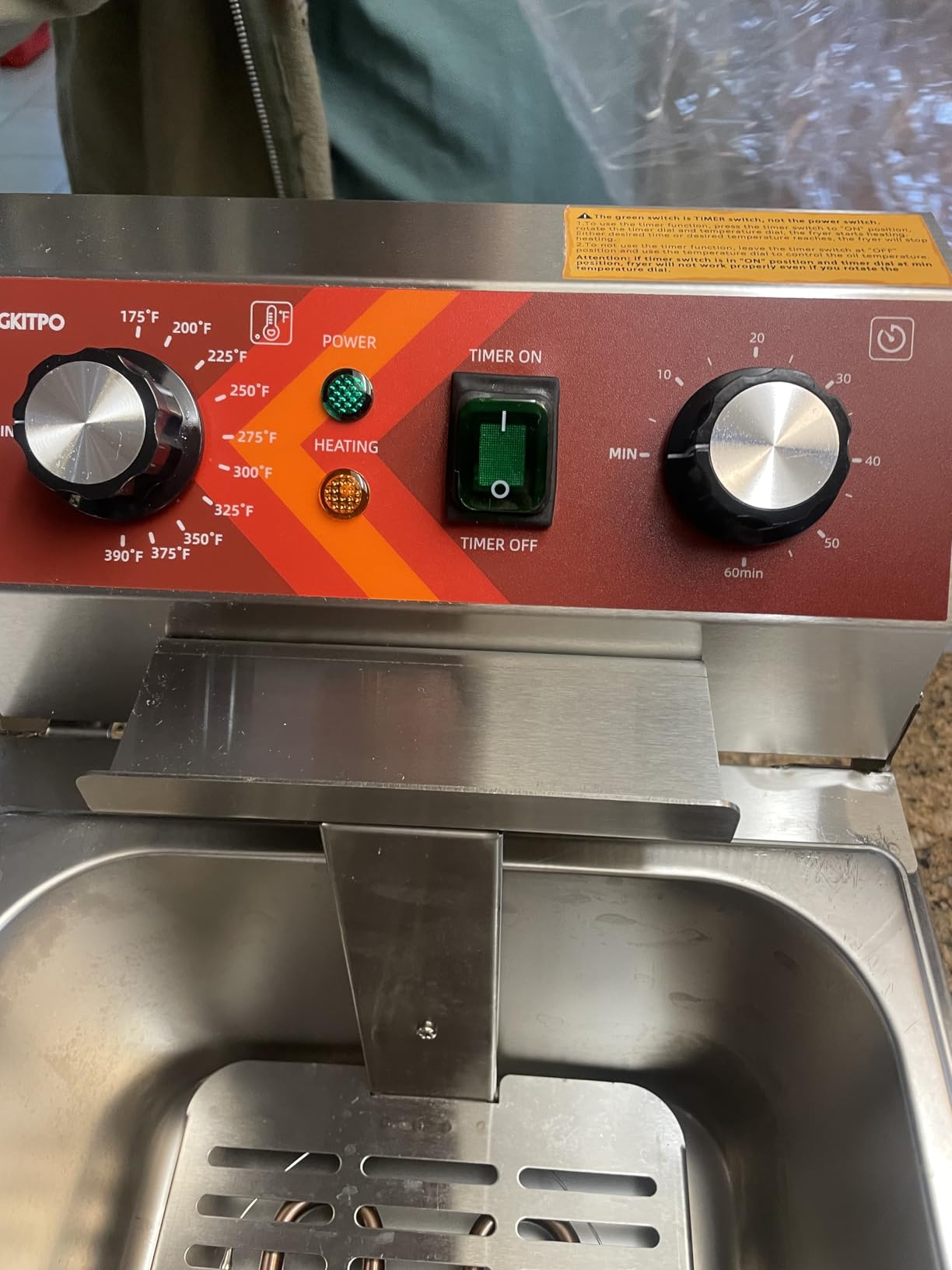 EGGKITPO Electric Deep fryer Single Tank Deep Fryer with Basket Capacity 10L(10.5QT) Electric Countertop Fryers with 60 Minute Timer for Home Kitchen and Restaurant, 1800 Watts, 120V customer photo 1