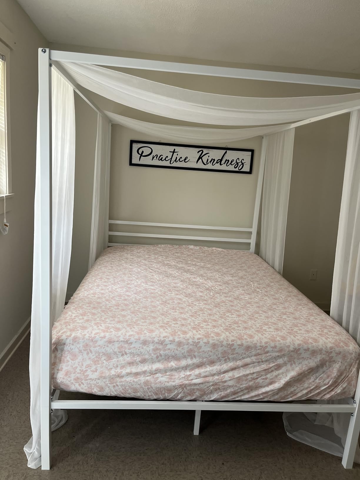 ikalido Queen Size Metal Canopy Bed Frame, Heavy-Duty Support, Black customer photo 1