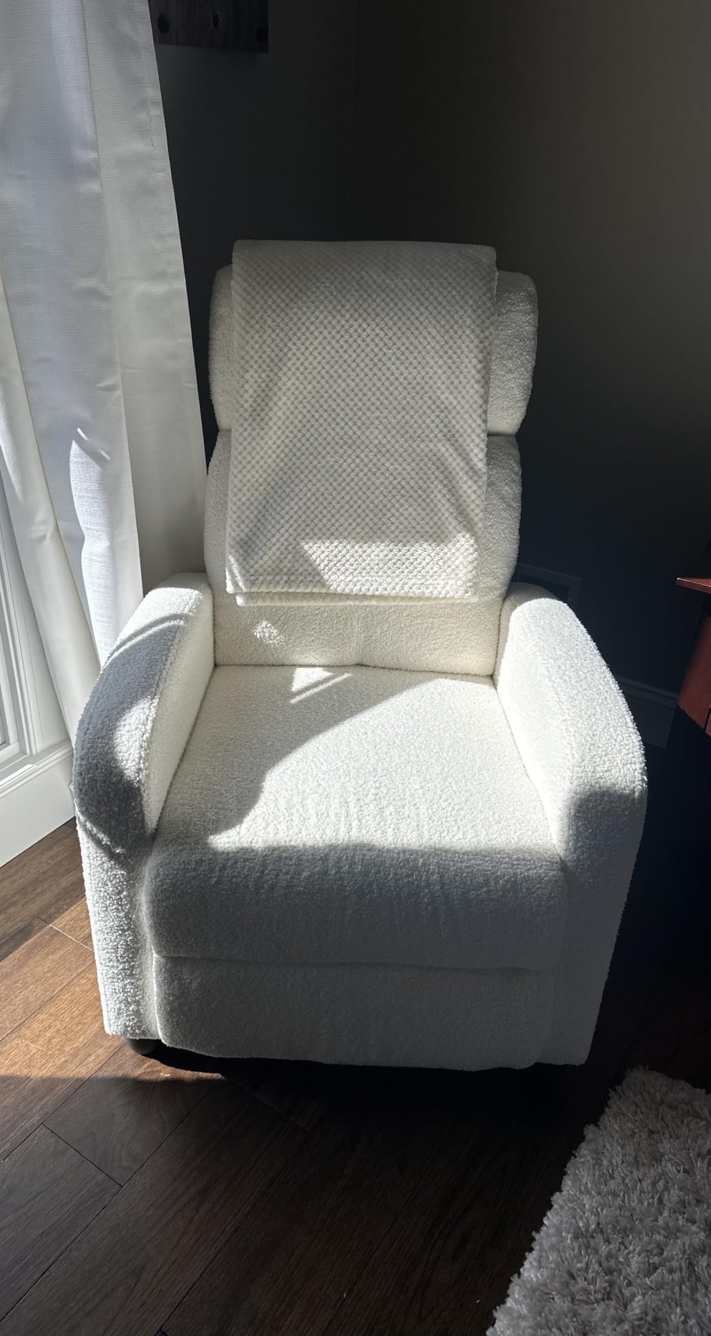Topeakmart Boucle Recliner Chair Home Theater Seating with Footrest Ivory | Single Reclining Sofa Chair Armchair with Adjustable Push Back & High-Density Foam for Living Room Bedroom RV Easy Assembly customer photo 1
