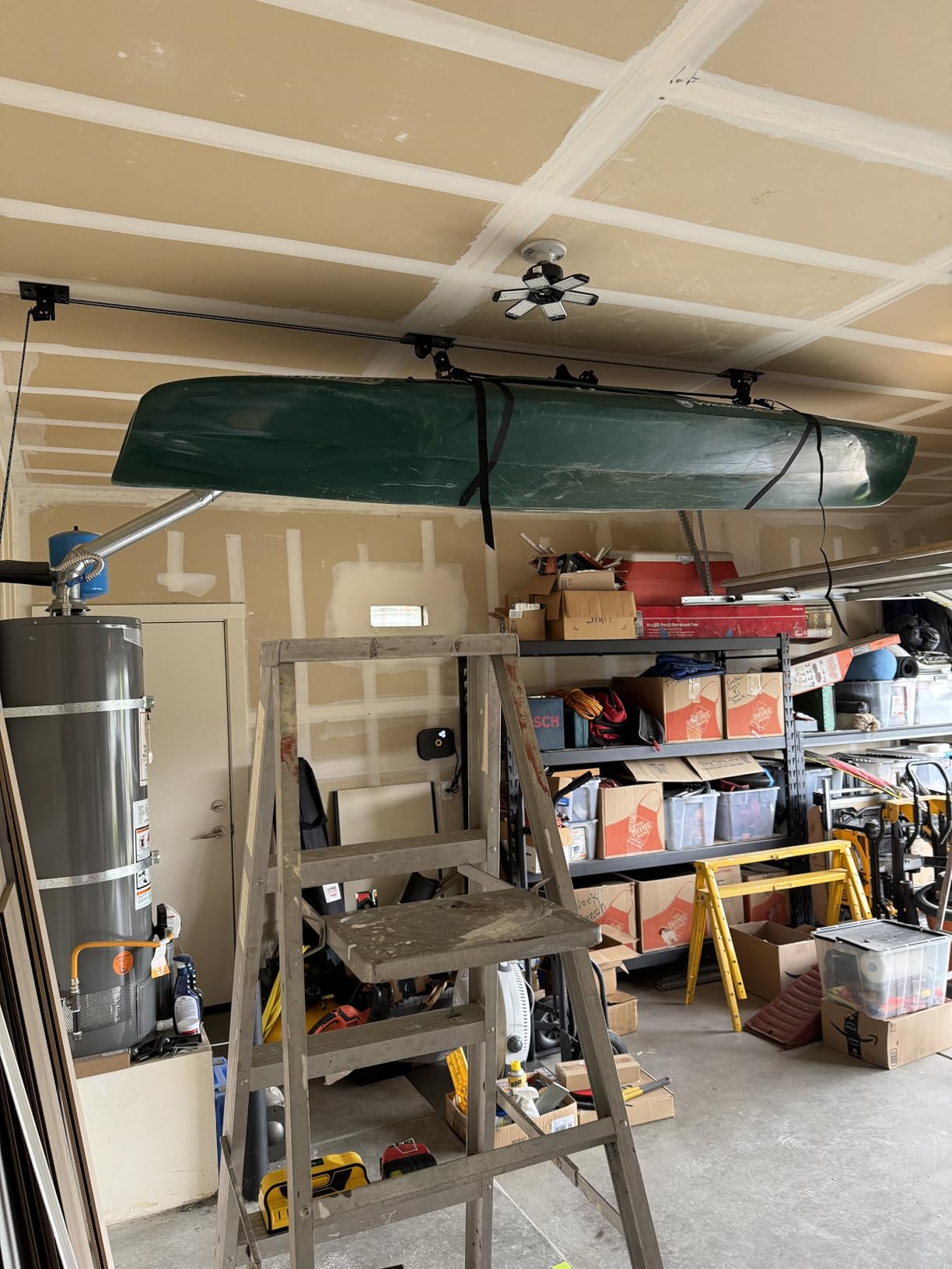 Teal Triangle Pulley Hoist for Kayak, Canoe and Paddleboards, Holds 150 lb | Kayak Pulley System for Garage, Kayak Ceiling Mount, Canoe Hoist, Fits All Garage Heights customer photo 2