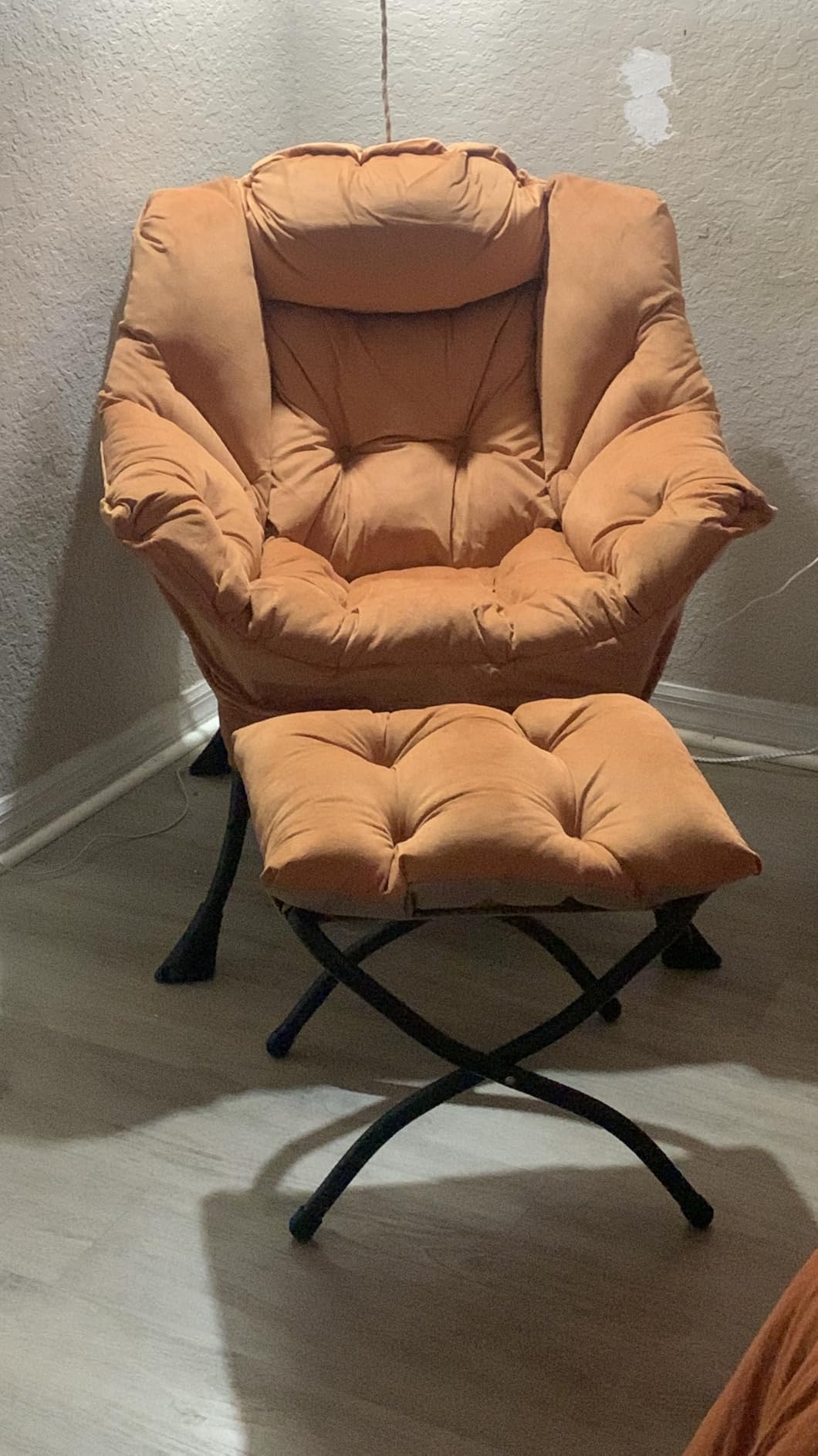 Tiita Lazy Chair with Ottoman, Comfy Reading Accent Chair, Dark Grey | Foldable Footrest, Padded Seat and Backrest, Side Pocket for Lounging in Living Rooms, Bedrooms, Dorms and Small Spaces customer photo 1