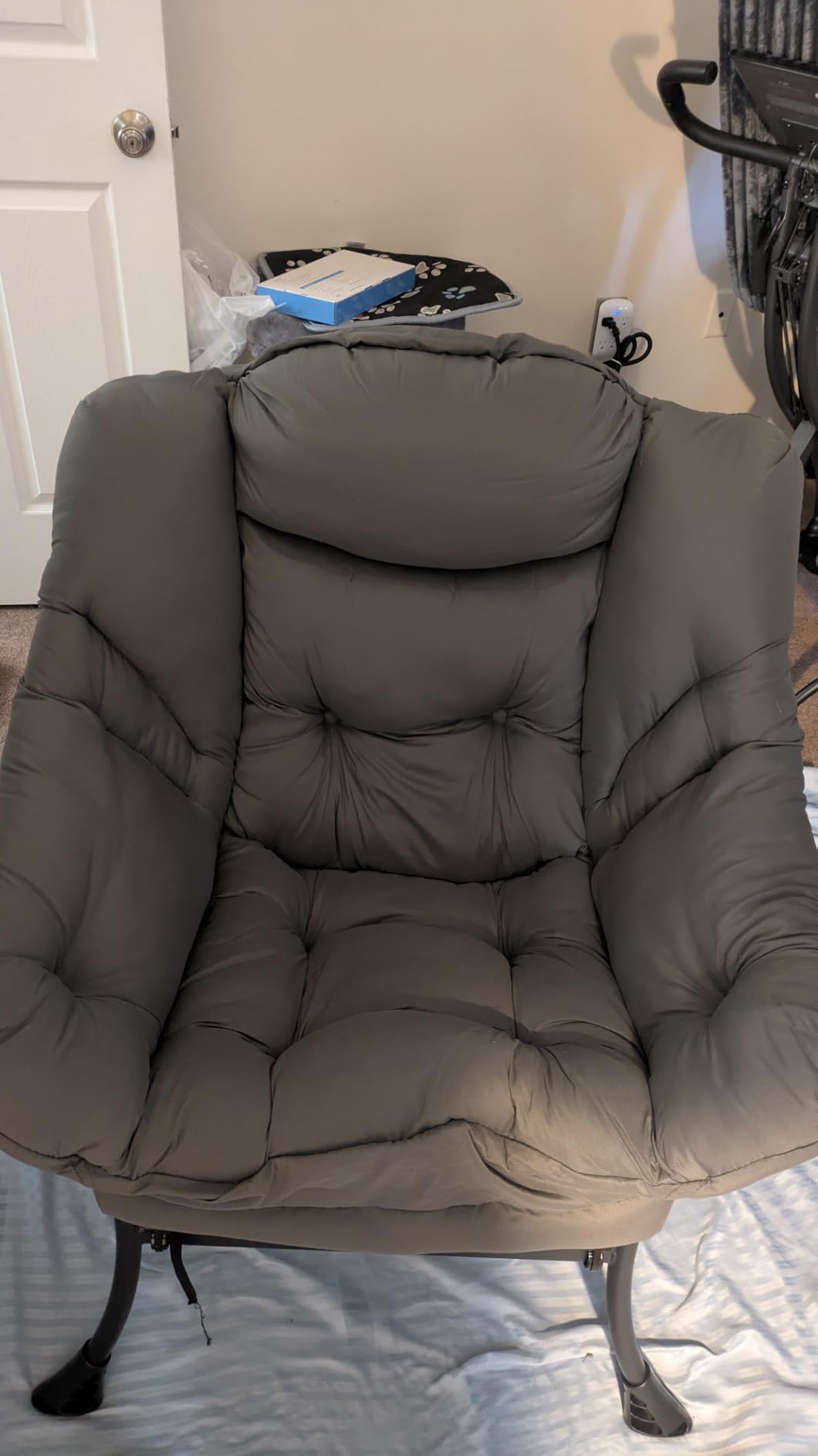 Tiita Lazy Chair with Ottoman, Comfy Reading Accent Chair, Dark Grey | Foldable Footrest, Padded Seat and Backrest, Side Pocket for Lounging in Living Rooms, Bedrooms, Dorms and Small Spaces customer photo 2