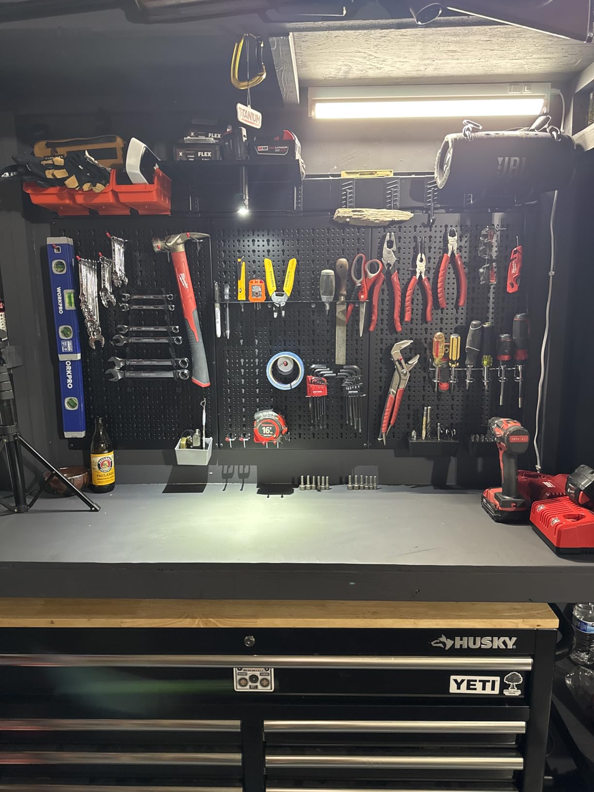 TORACK Metal Pegboard Wall Organizer System 24x48 in, 109 PCS Pegboard Kit with Accessories, Bins, Hooks for Workbench, Black customer photo 1