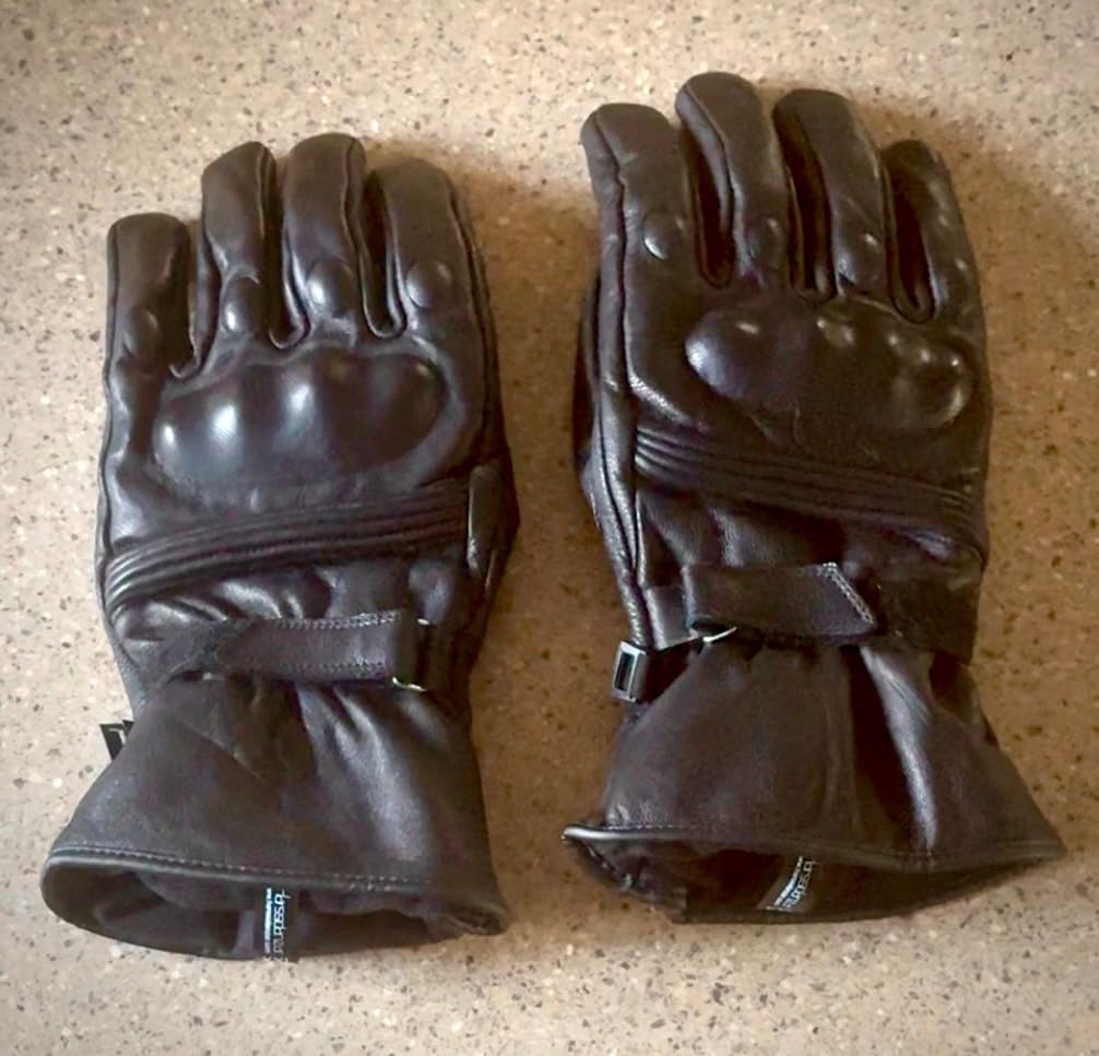 Harssidanzar Men Winter Motorcycle Gloves, Genuine Leather Full Finger Touchscreen Thermal Lined with Thinsulate Waterproof Motorcycles Motorbike Riding Gloves KM048US customer photo 1