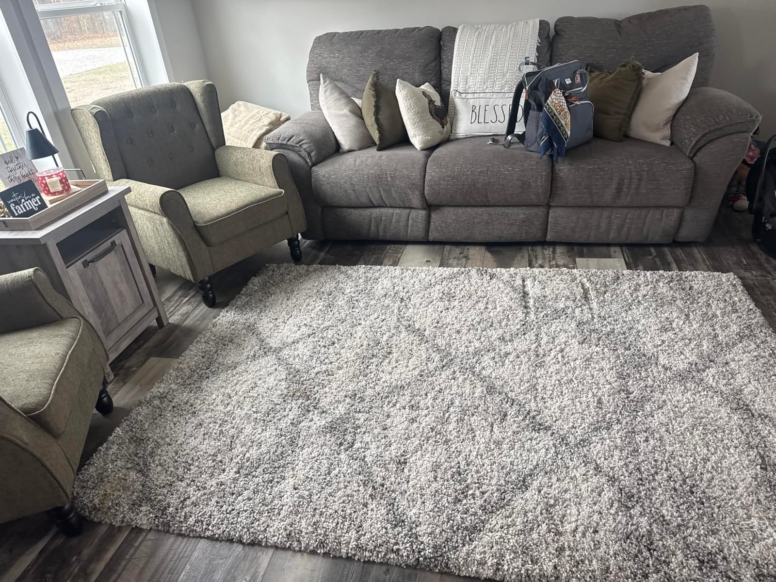 SAFAVIEH Hudson Shag Collection Area Rug - 6' x 9', Distressed Grey & Ivory, Trellis Design, Non-Shedding & Easy Care, 2-inch Thick Ideal for High Traffic Areas in Living Room, Bedroom (SGH281K) customer photo 2