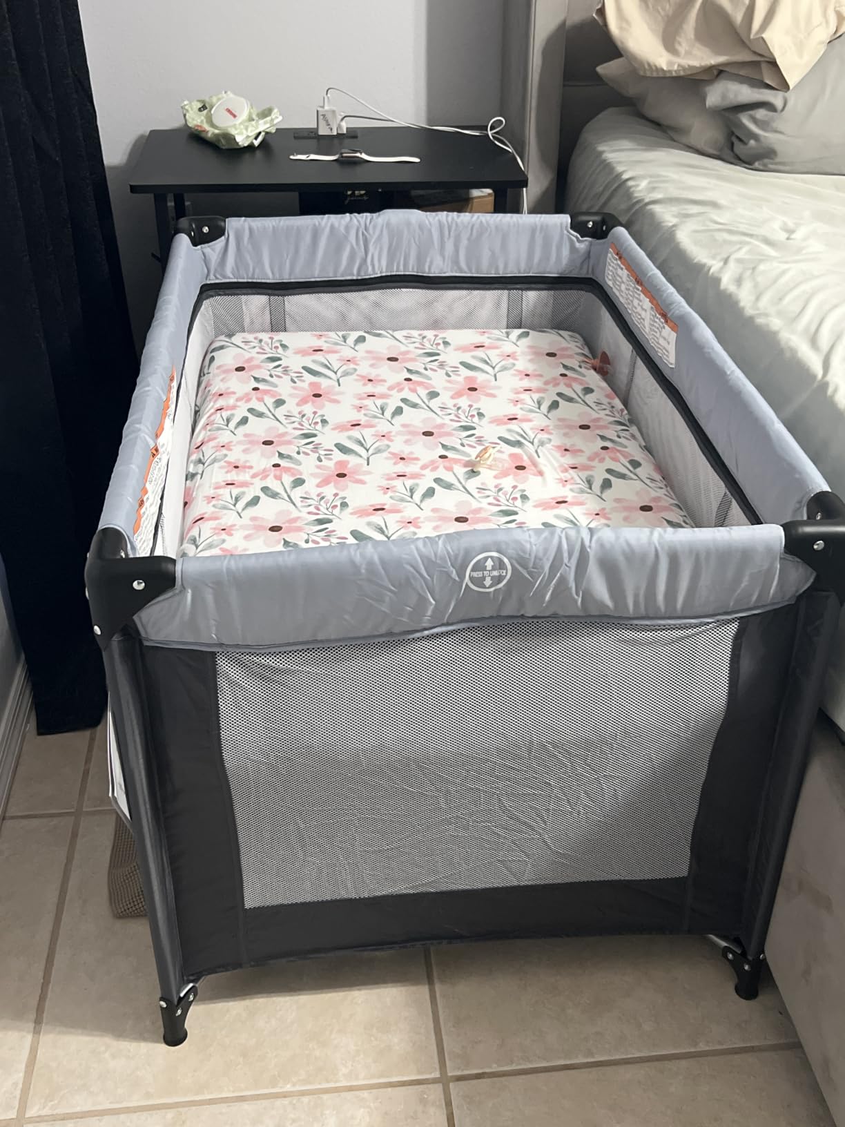 Dream On Me Zazzy Portable Baby Playard with Bassinet, Travel Carry Bag | Converts from Bassinet to Playard, For Infants & Toddlers, Quick Fold & Compact for Indoor, Outdoor & Travel, ASTM, Gray customer photo 2