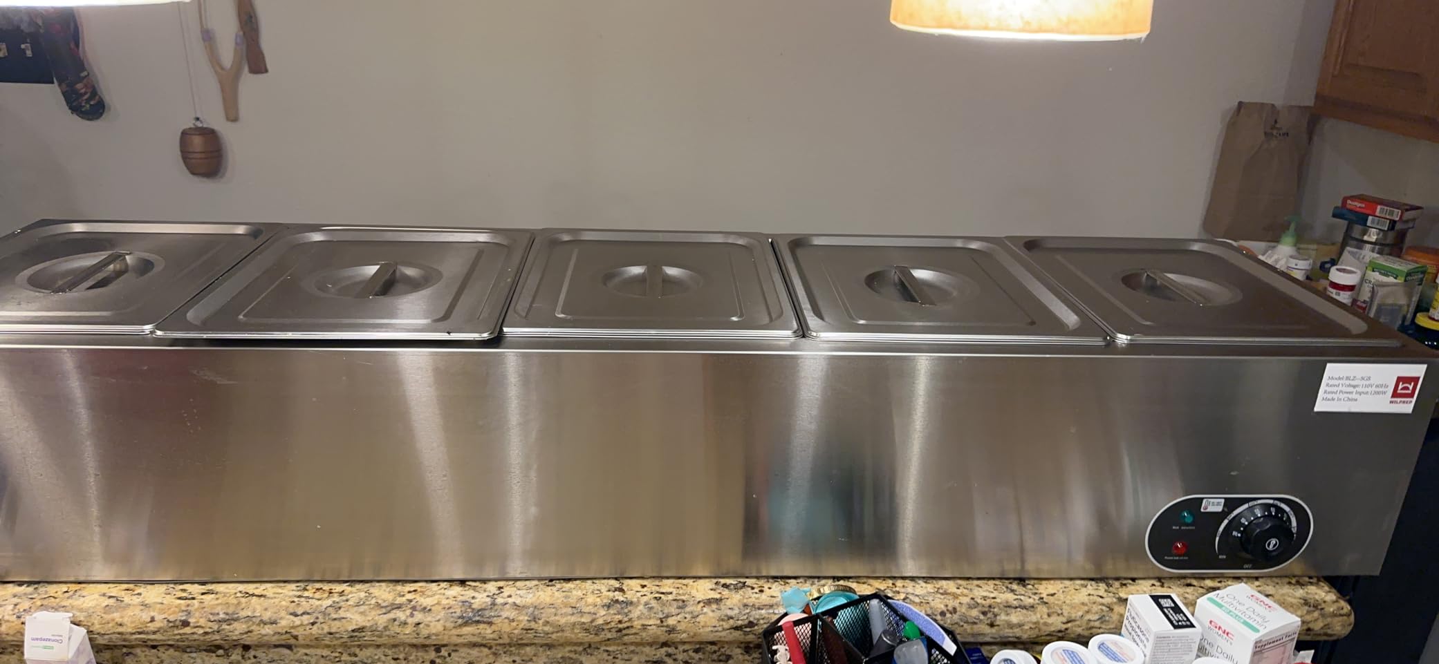WILPREP 5-Pan Commercial Food Warmer, 50QT Steam Table Buffet Server and Warmer, 1200W Electric Warming Tray, Stainless Steel Bain Marie Buffet Catering Food Warmer for Parties Hotels Restaurants customer photo 1