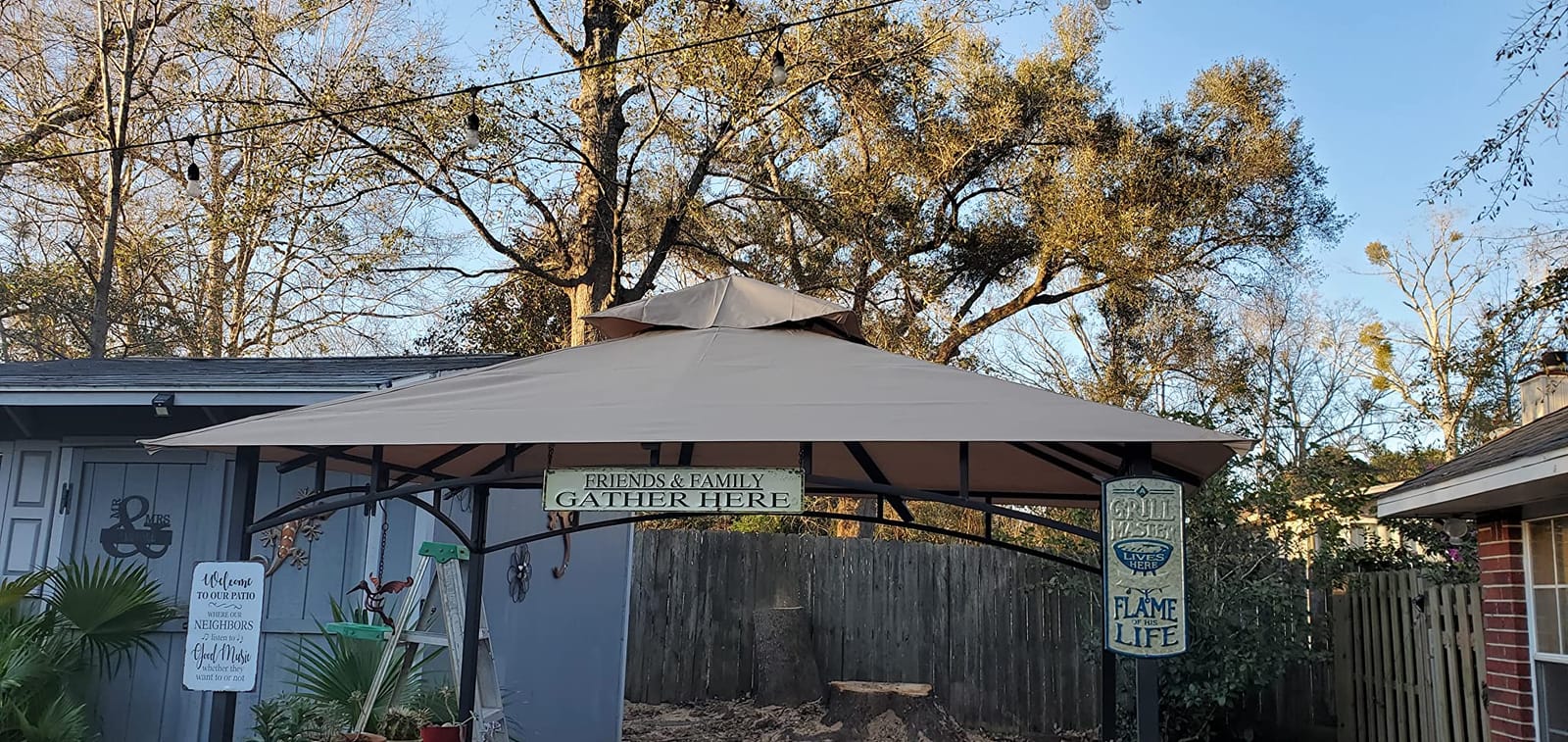 OLILAWN Grill Gazebo Replacement Canopy Roof, 5' x 8' Outdoor BBQ Gazebo Canopy Top Cover, Double Tired Grill Shelter Cover with Durable Polyester Fabric, Only Fit for Model L-GG001PST-F, Khaki customer photo 2