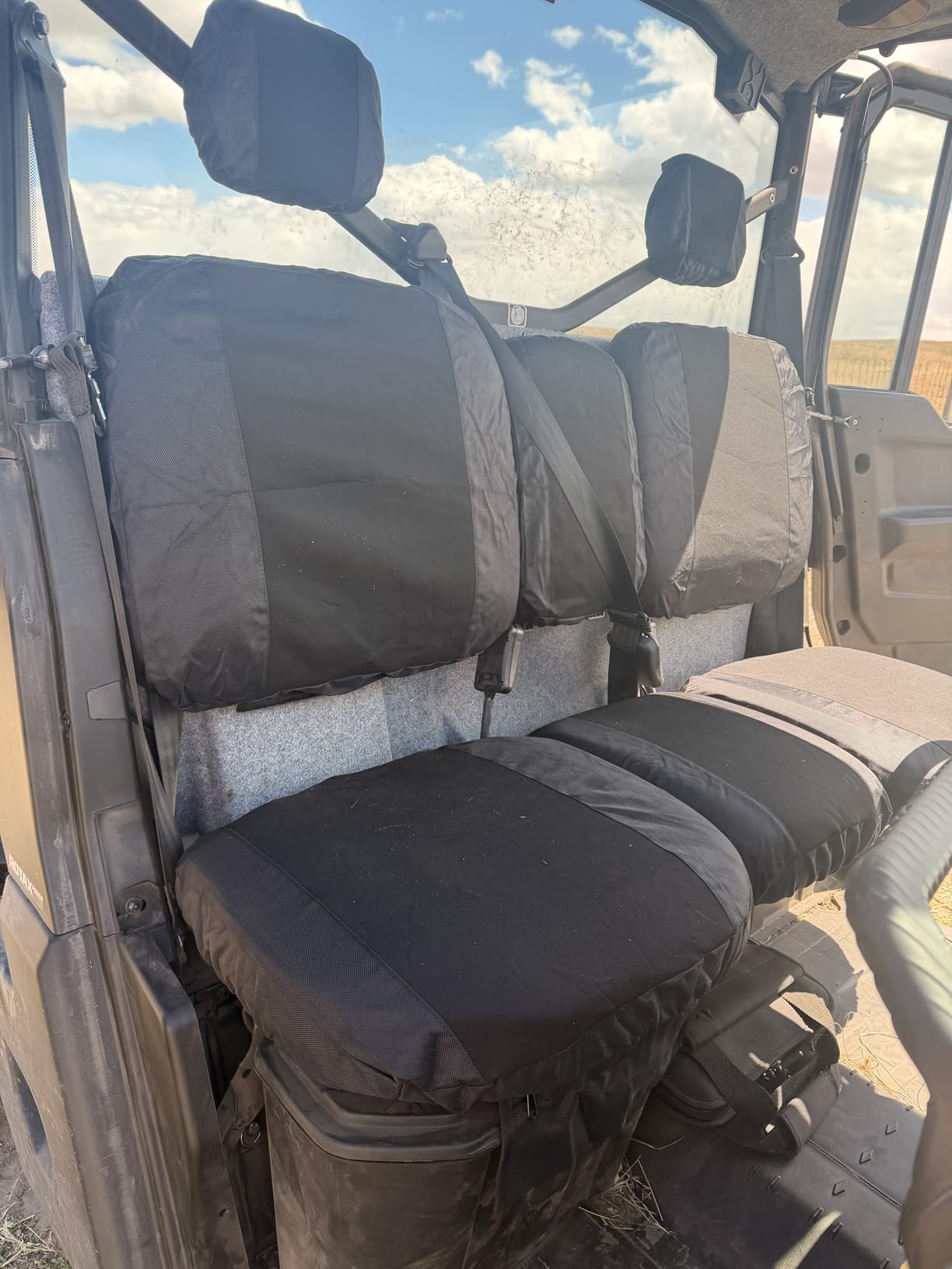 KEMIMOTO UTV Seat Covers Black Split Bench Compatible with Can Am Defender | Scratch-resistant 1680D oxford fabric, Waterproof,Easy to Clean, hook and loop,w/Headrest Cover Front Two Doors Split Bench customer photo 2