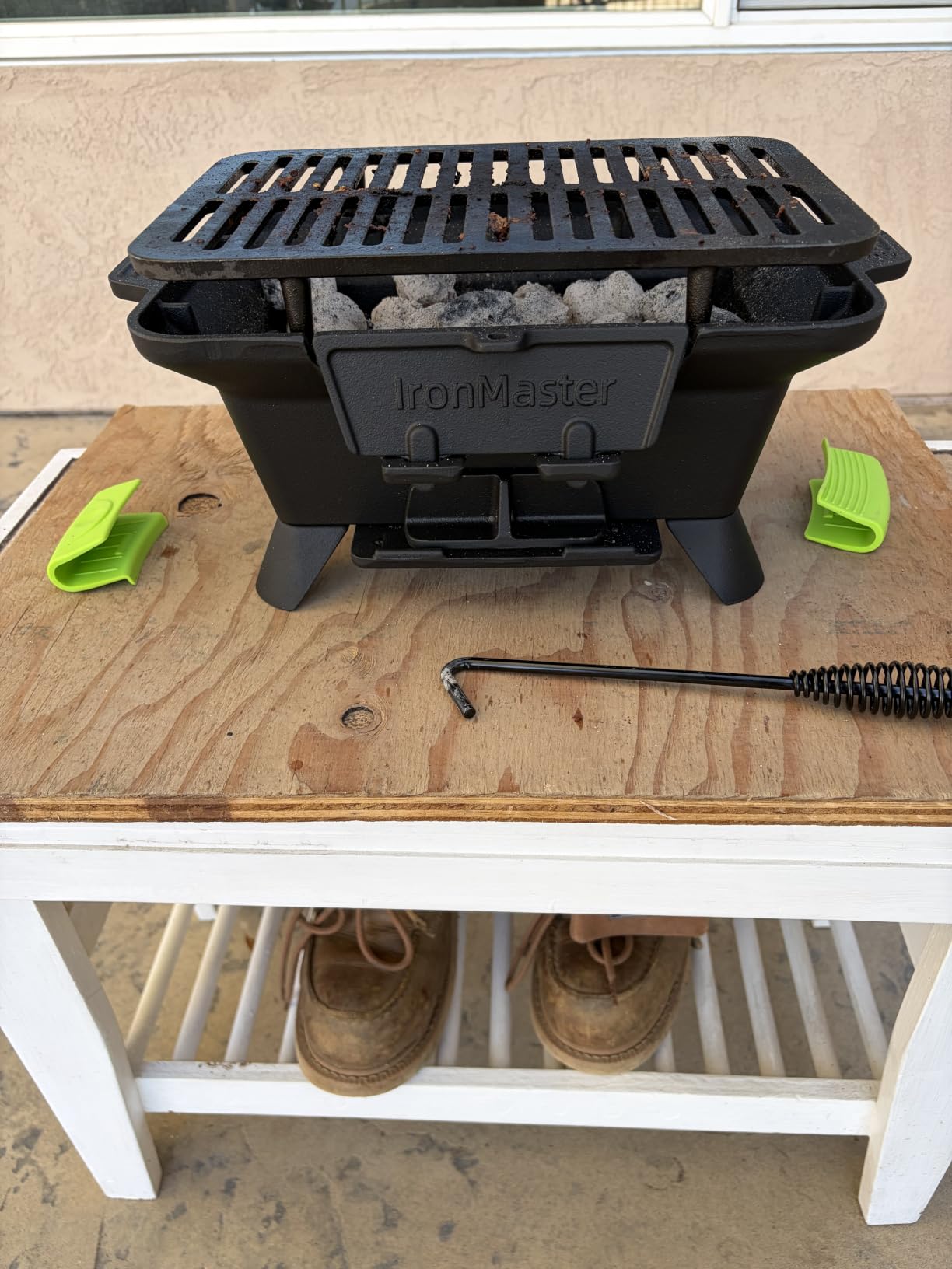IronMaster Hibachi Grill Outdoor, Small Portable Charcoal Grill, Pre-Seasoned Cast Iron, Japanese Yakitori Camping Grill - 2 Heights, Air Control, Coal Door, Ideal for 2 People customer photo 2