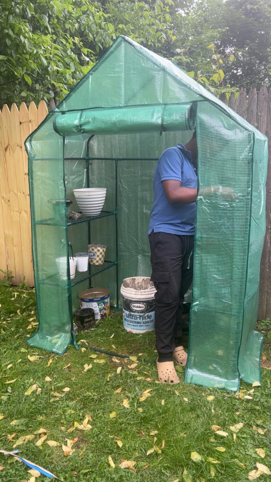 56x56x78 Large Walk-in Greenhouse for Outdoors, Plant House with Shelves | White PE Cover, Eight Shelf Panels with Four on Each Side, 2 Mesh Windows, Roll-Up Door, Steel Frame, Anchors and Ropes customer photo 1