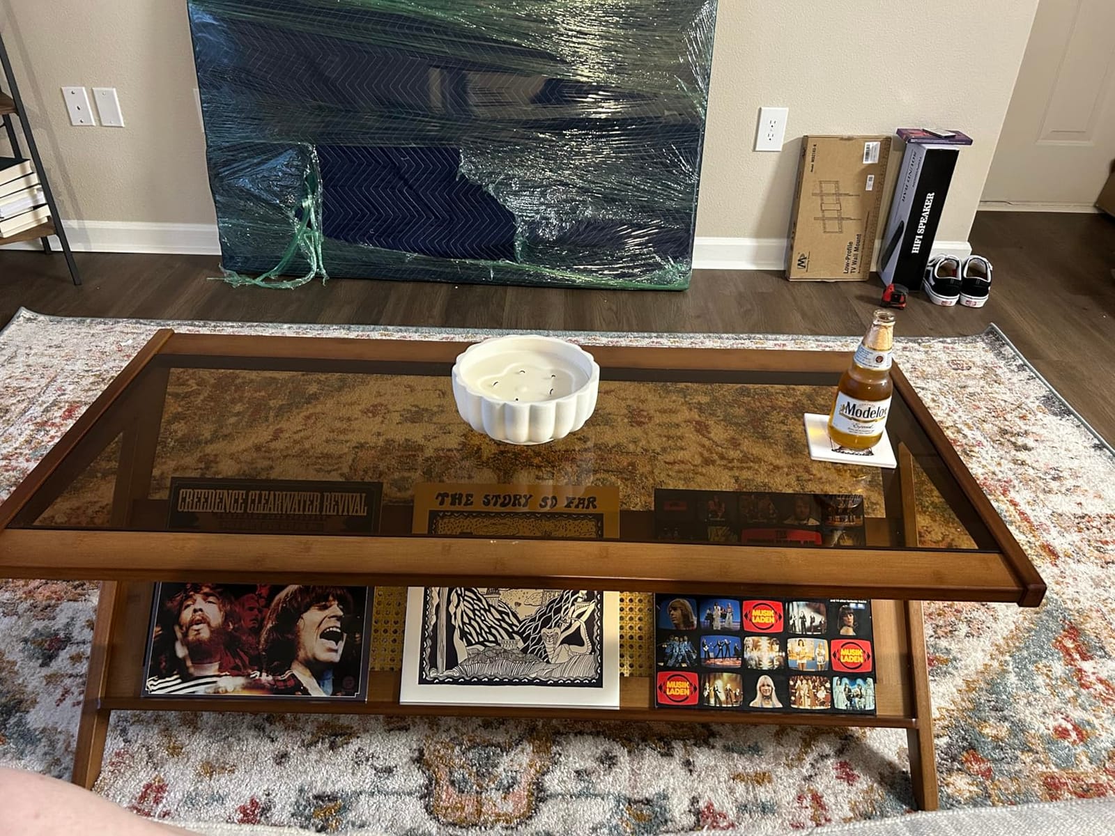 Bamworld Rattan Coffee Table with Glass Top Mid-Century Modern Center Table | with Storage for Living Room Table Brown customer photo 2