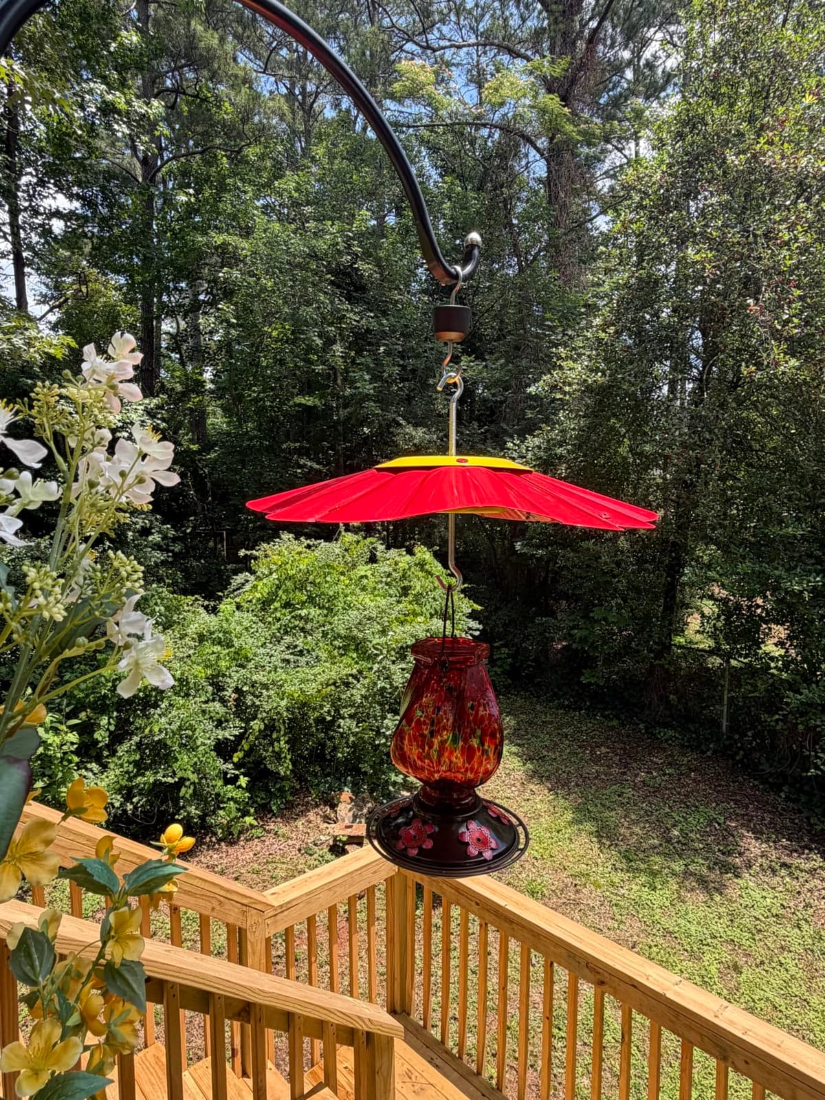 BOLITE Hummingbird Feeders for Outdoors Hanging, Hand Blown, Blue, 22oz | Glass Hummingbird Feeder with Ant Moat, 5 Bee-Proof Ports, Leak-Proof, 360° Perch, Garden Decor, Gifts for Women Men Mom Dad customer photo 2