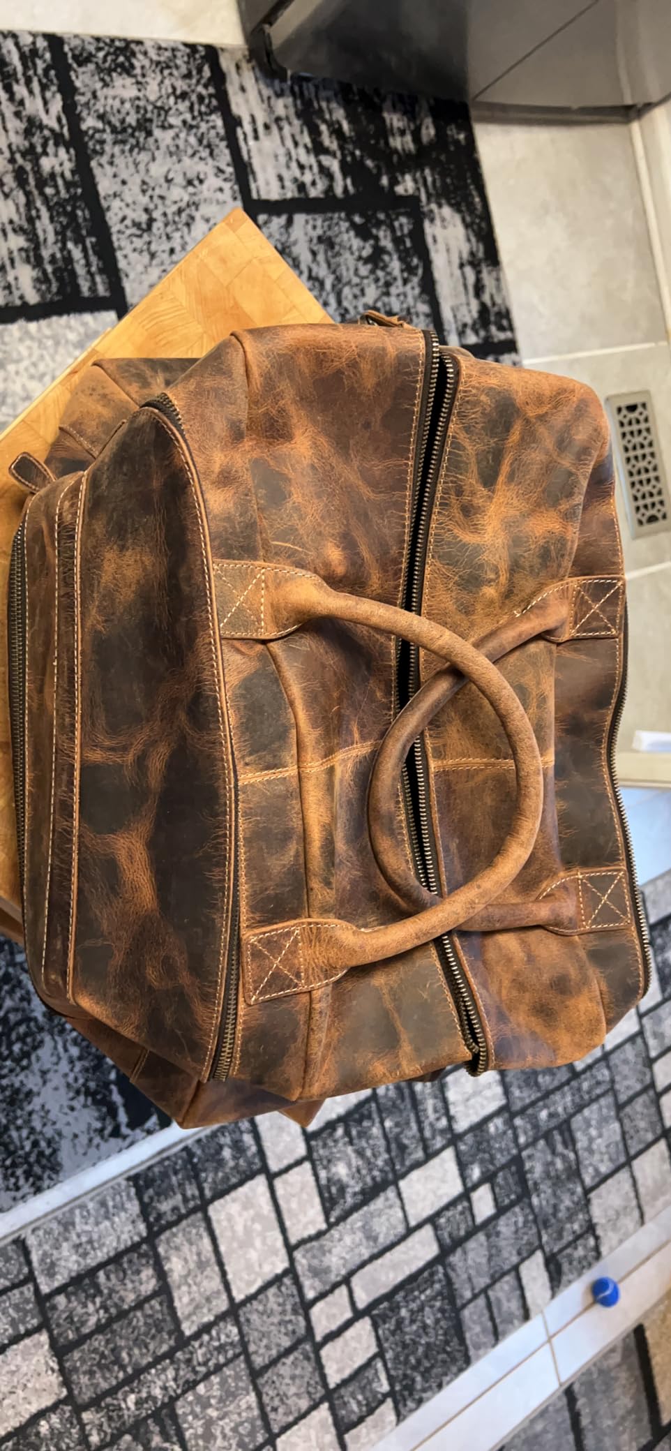 Full Grain Leather Travel Duffle Bag for Men & Women, Weekend Gym Bag customer photo 2