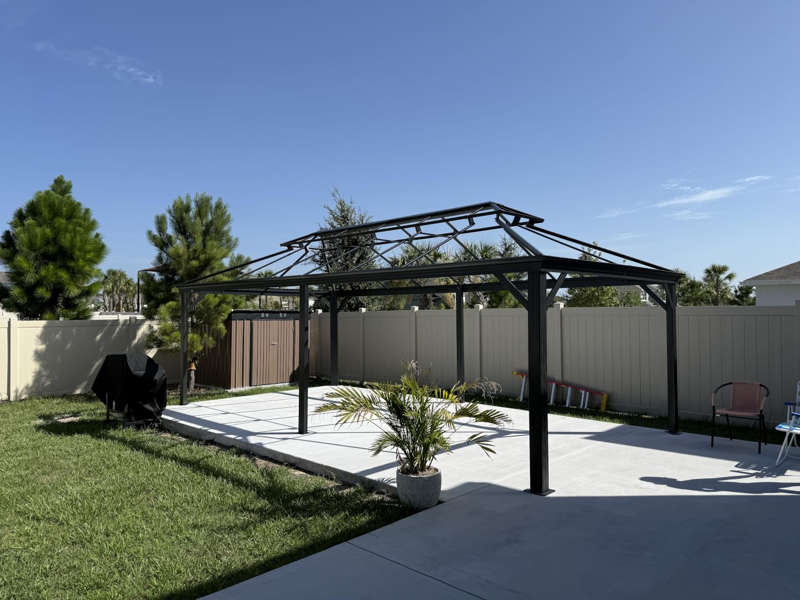 PURPLE LEAF Outdoor Gazebo 12' X 14' Double Roof, Gray, 4.7