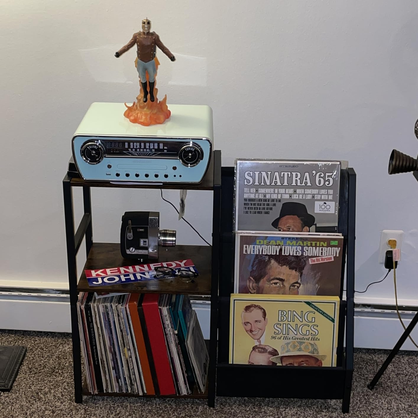 Bikoney Record Player Stand, Turntable Stand with 3-Tier Vinyl Record Storage, Record Player Table 200 Albums, End Table with Vinyl Display Holder Shelf, Record Player Cabinet Media Console for Stereo customer photo 2