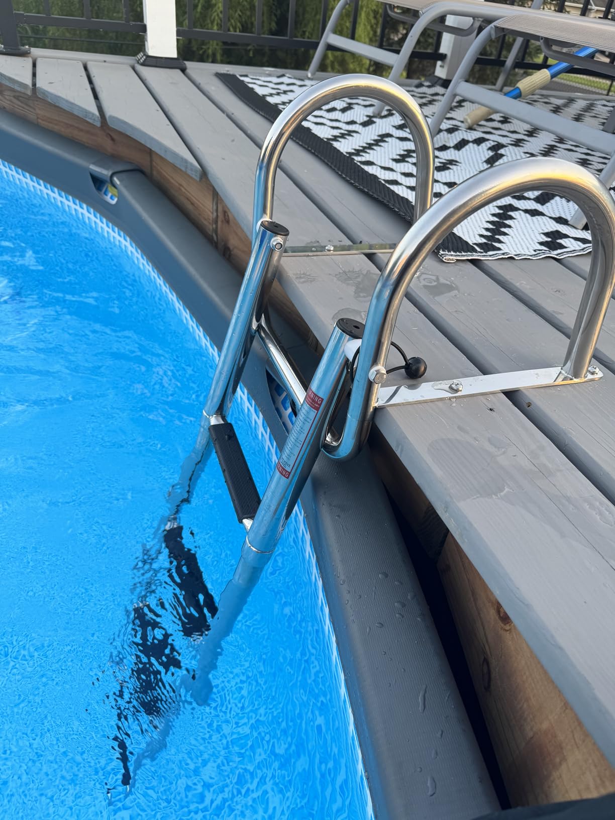 4 Step Pontoon Boat Ladder Stainless Steel Rear Entry Marine | Inboard ladder for pontoon boats, over platform installation, durable marine-grade construction, easy rear entry access customer photo 1