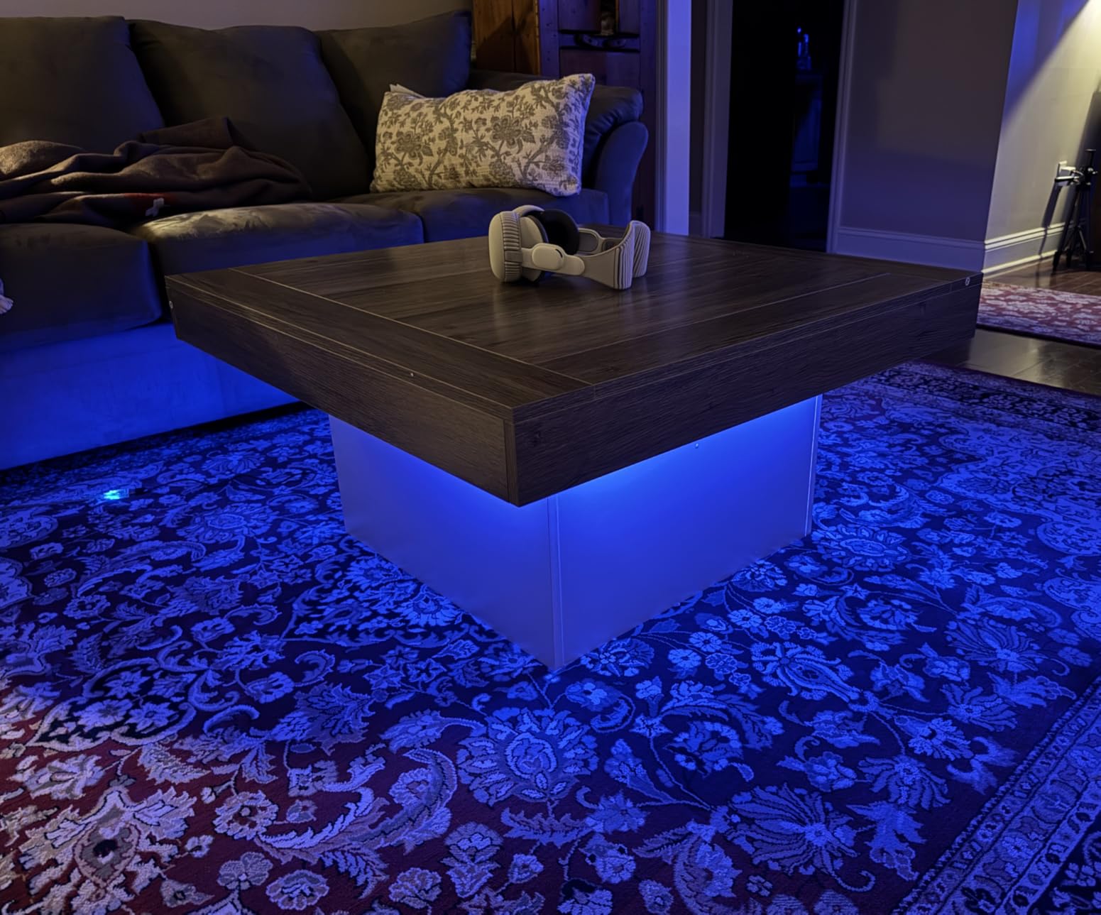 Tribesigns 35.4-Inch Square Coffee Table with LED Light, Modern Wood Coffee Table customer photo 1