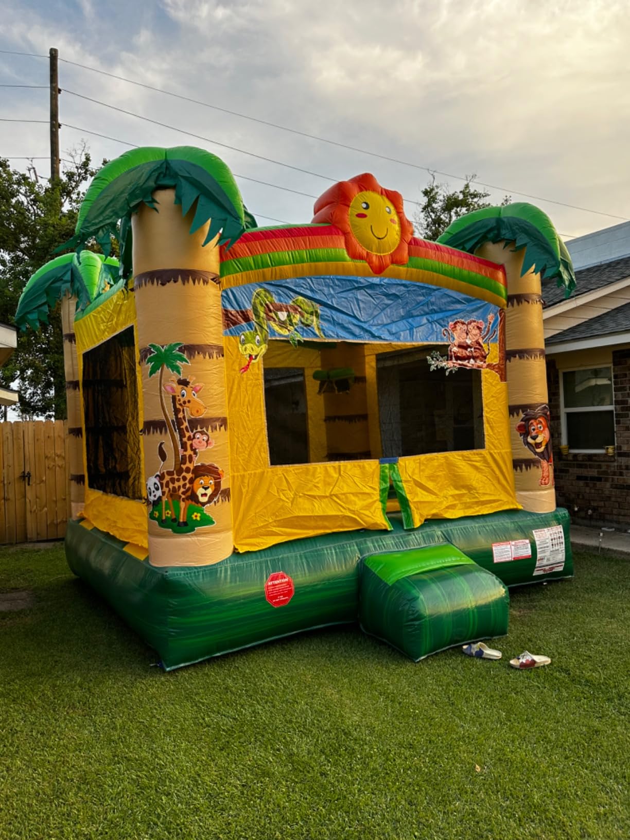 Pogo Bounce House Commercial Inflatable Jump Castle & Blower Building Block | Heavy-Duty 15oz PVC Vinyl in Stress Areas, Jump Castle w/ Stakes & Storage Bag, 13' L x 12' W x 14.5' H, 700lb Capacity customer photo 2