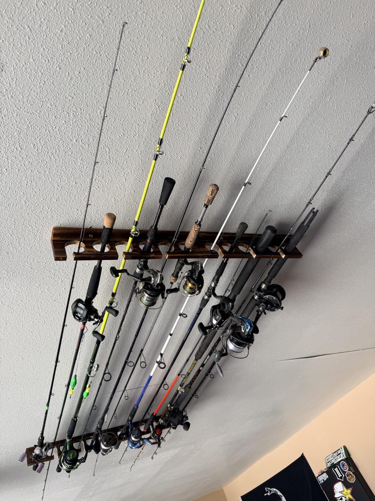 Ghosthorn Fishing Rod Holder,Wall or Ceiling Mounted Pole Rack Garage | Fishing Rod Rack Holds Up to 6 Rods,Fishing Pole Holder with Wall or Ceiling Mount Design for Garage Storage Organizer customer photo 1