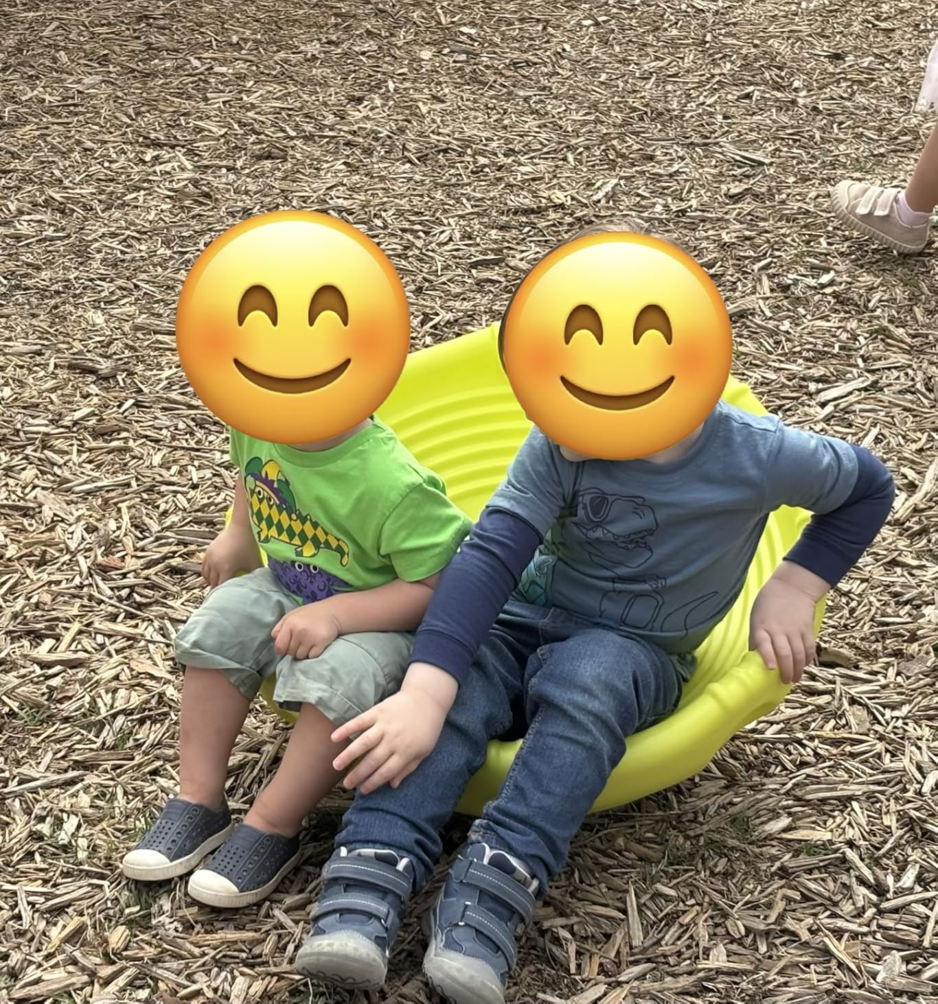 Simplay3 Two Sided Rock Around Wobble Disk and Climbing Dome for Toddlers and Kids - Rocking and Climbing - Indoor/Outdoor - Yellow/Green, Made in USA customer photo 2