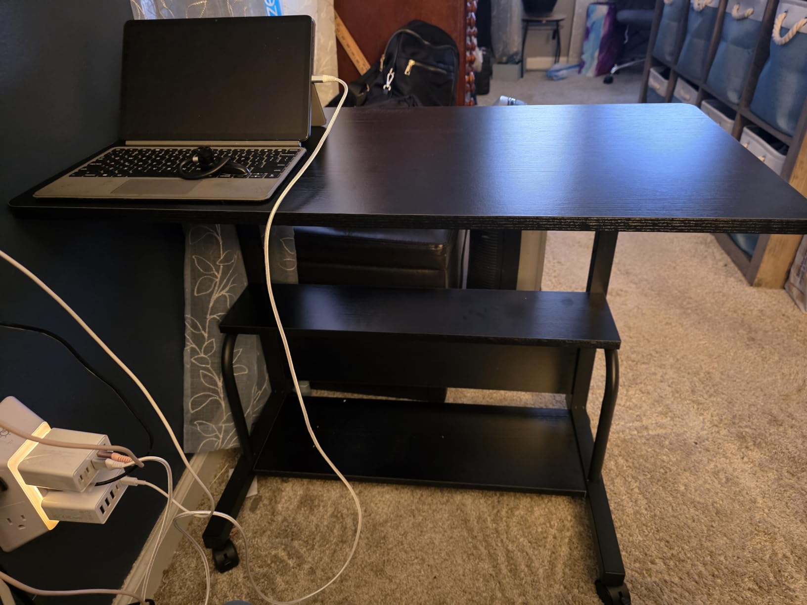 QZMDSM Portable Rolling Desk on Wheels Adjustable Height Desks for Small Spaces, 32