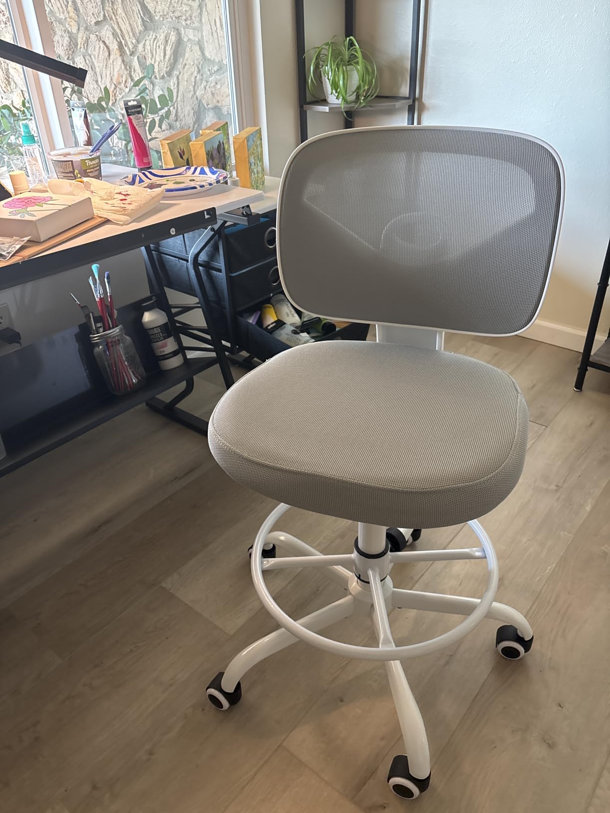 Primy Tall Drafting Desk Chair - Armless, Adjustable Height, Mesh Back, Rolling, Standing Desk Chair for Art Room, Office or Home (Black) customer photo 2