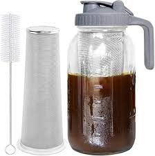 64 oz Cold Brew Coffee Maker, Mason Jar Pitcher with 304 SS Filter | 100μm Fine Mesh, Stainless Steel Filter, Airtight, Leakproof, Pour Flip Spout, Ergonomic Handle, Wide Mouth, Heavy-Duty Glass customer photo 1