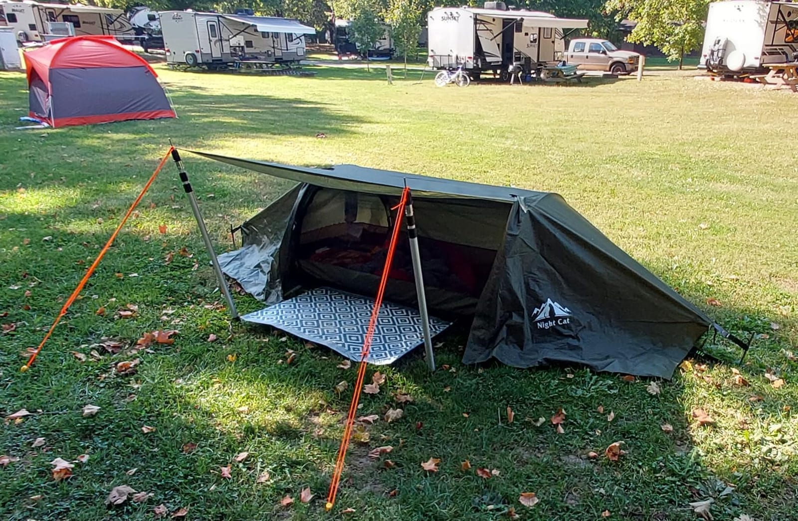 Night Cat Flat Lay Hammock Tent with Mosquito Net Waterproof Rainfly for 1 Person Backpacking Hiking Camping Lightweight 330LBS 87x28x19in customer photo 1