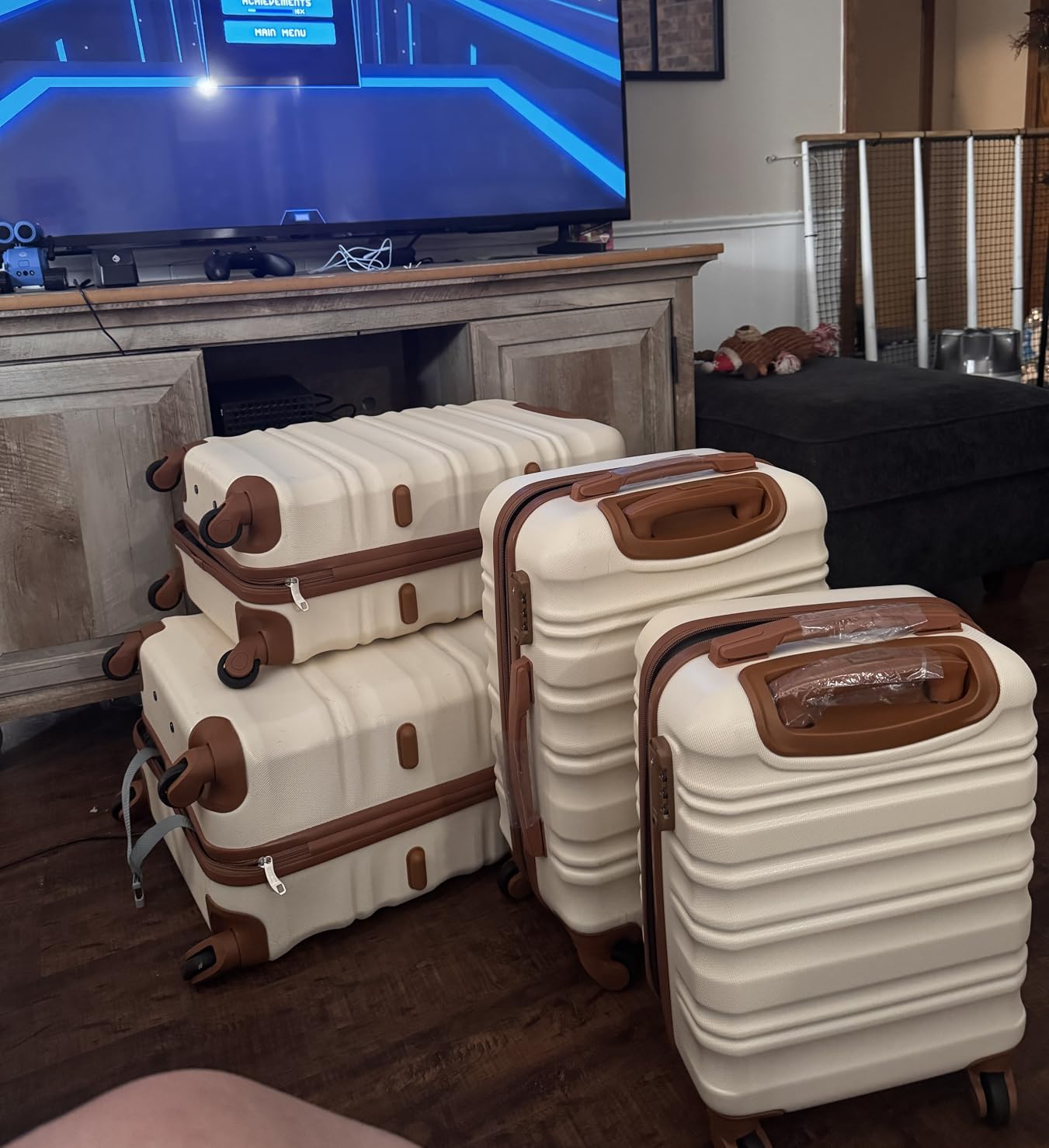 LONG VACATION Luggage Sets, 6 Piece, Hardshell Suitcase with Spinner Wheels | Family & Extended Travel Use, ABS+PC Lightweight Luggage with YKK Zipper, TSA Lock, Space-Saving Nested, Black-Brown customer photo 1