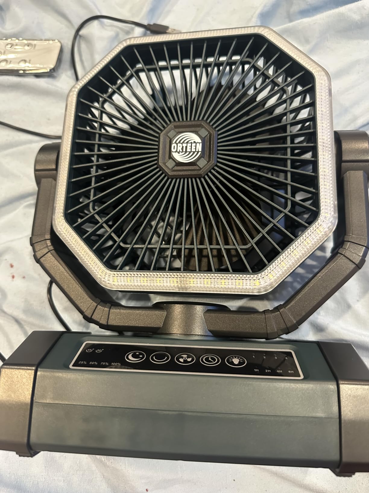 Portable Rechargeable Fan - 9-Inch Camping Fan for Tent, 24000mAh(60Hrs) Battery Operated Fan for Camping, Auto Oscillation Cordless Fans, Tent Fan with Remote/Light, 4 Speeds, 4 Timing, Outdoor customer photo 1
