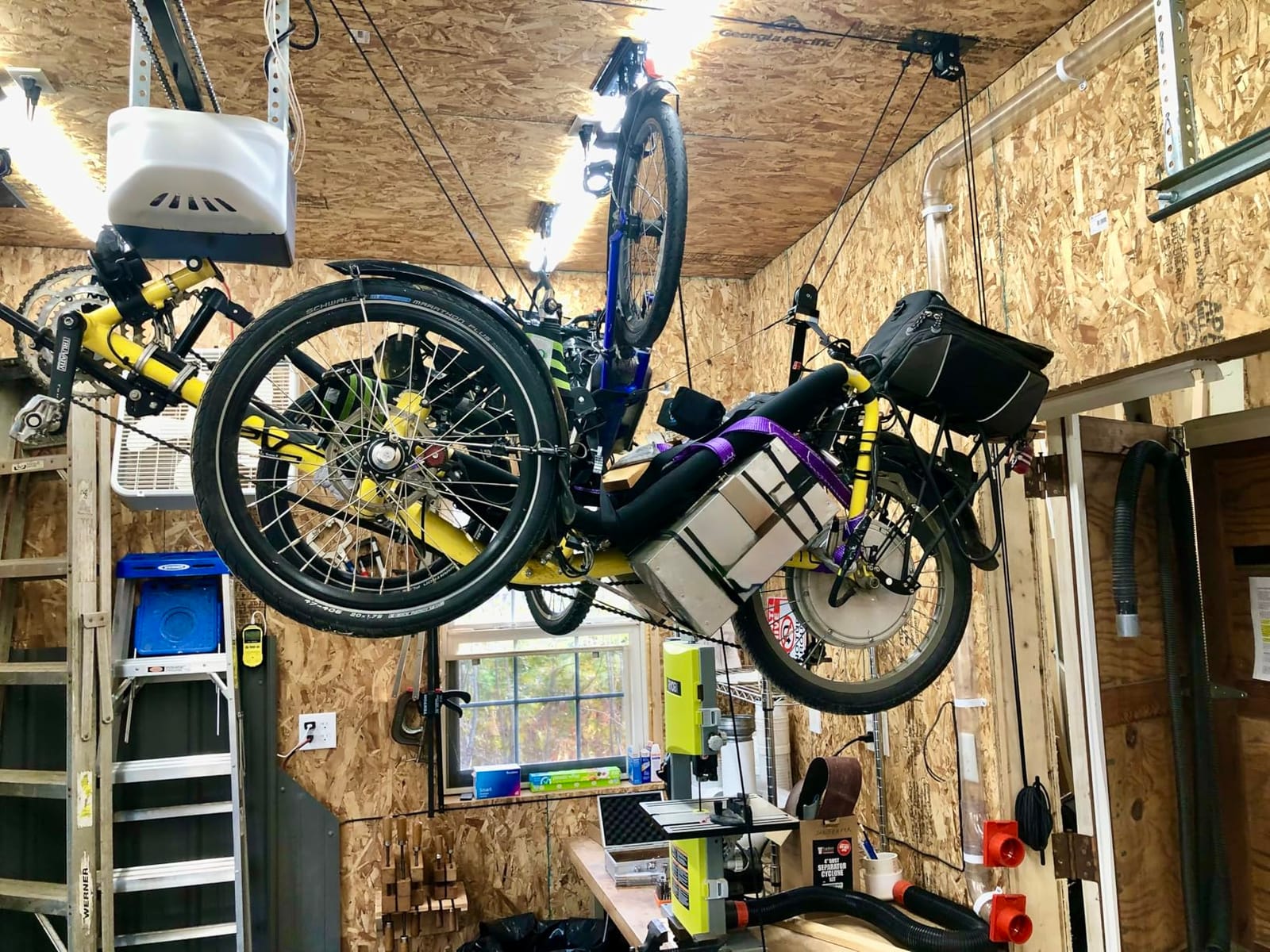 StoreYourBoard Kayak and Canoe Ceiling Hoist - Overhead Garage Storage Rack for Kayaks, Canoes, and Paddle Gear - Heavy Duty Pulley System Indoor Ceiling Mount customer photo 1
