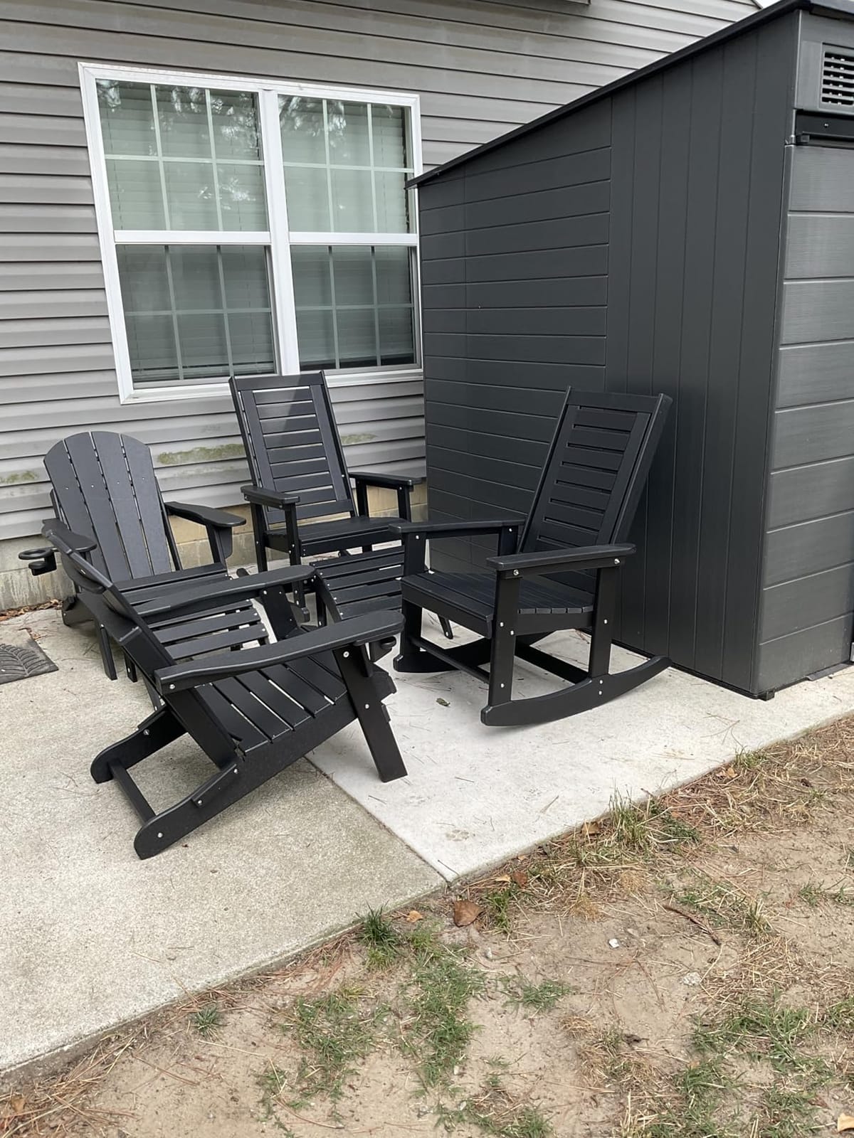 GREENVINES Folding Adirondack Chairs Set of 2, HDPE All Weather, Blue | Hidden Cup Holder | 5