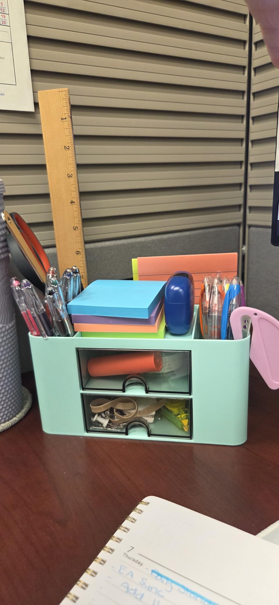 Marbrasse Pen Organizer with 2 Drawer, Multi-Functional Pencil Holder for Desk, Desk Organizers and Accessories with 5 Compartments + Drawer for Office Art Supplies (White) customer photo 1