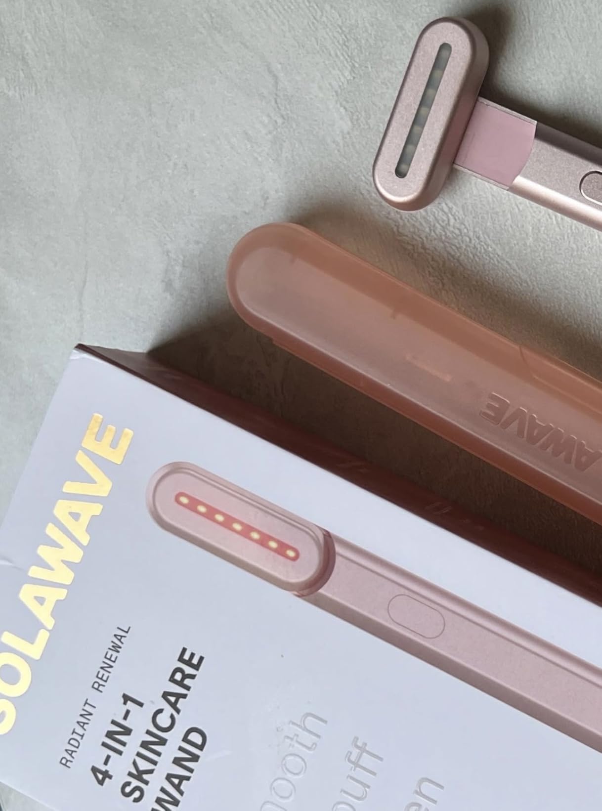 Solawave 4-in-1 Red Light Therapy Wand for Face & Neck (Rose Gold) | FDA-cleared for face wrinkles. Red Light Therapy, Galvanic Current, Warmth & Massage work together for firmer, glowing skin. customer photo 1