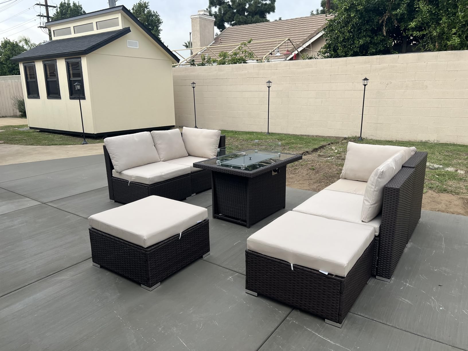 NICESOUL 8 Seater Modern Luxury Outdoor Furniture Set, Extra Large PE Wicker Patio Modular Sectional Sofa with Ottoman, 29.3'' High Back L-Shaped All-Weather Conversations, Deep Seated Grey Color customer photo 2