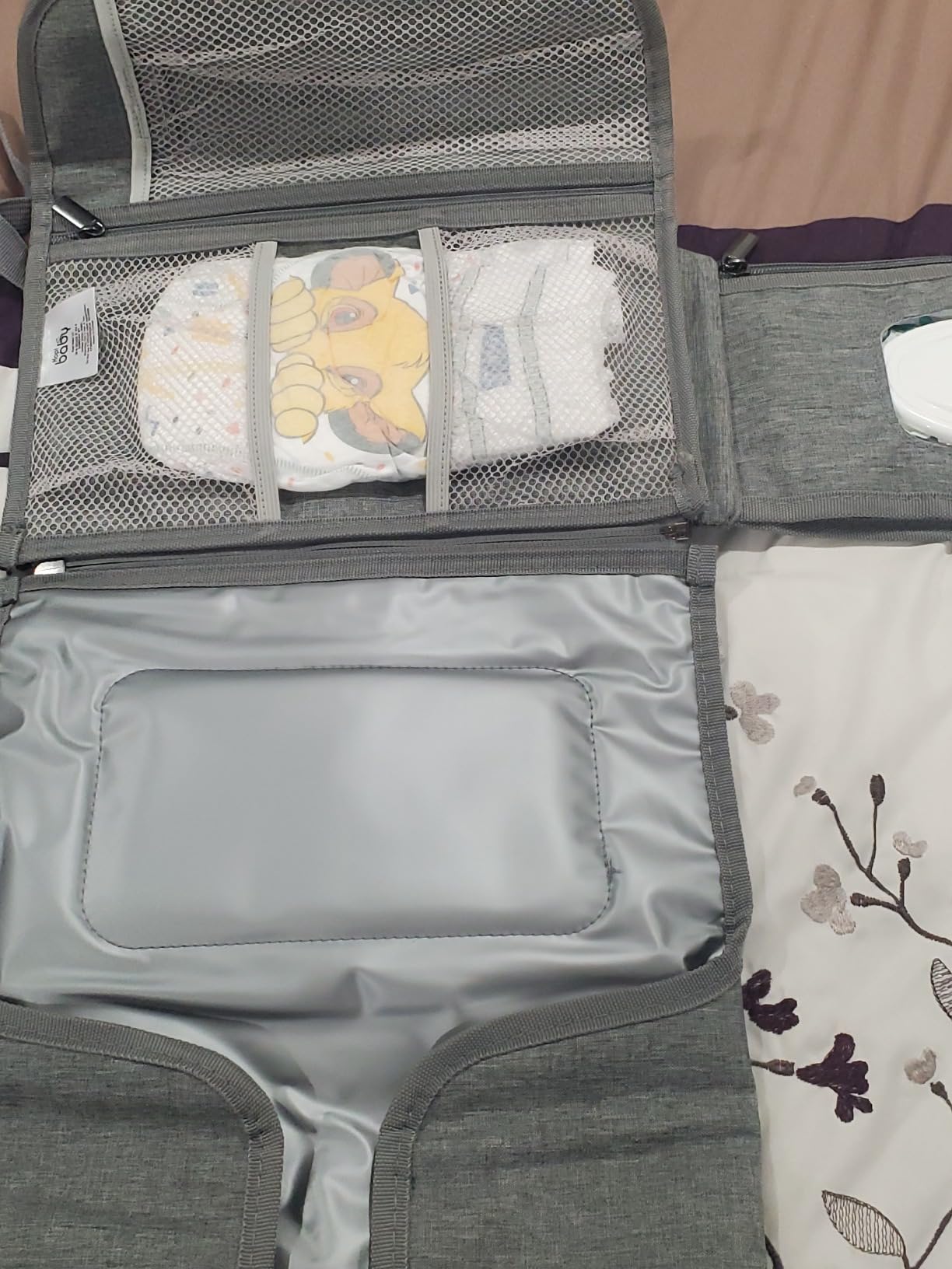 Kopi Baby Portable Diaper Changing Pad, Wipes Pocket, Premium Black Arrows, 22-In Waterproof Pad, Reversible Wipes Pocket, 1 Zipper Pocket, 2 Large Pockets, Extra Inner Pocket, Built-In Pillow, Straps customer photo 2
