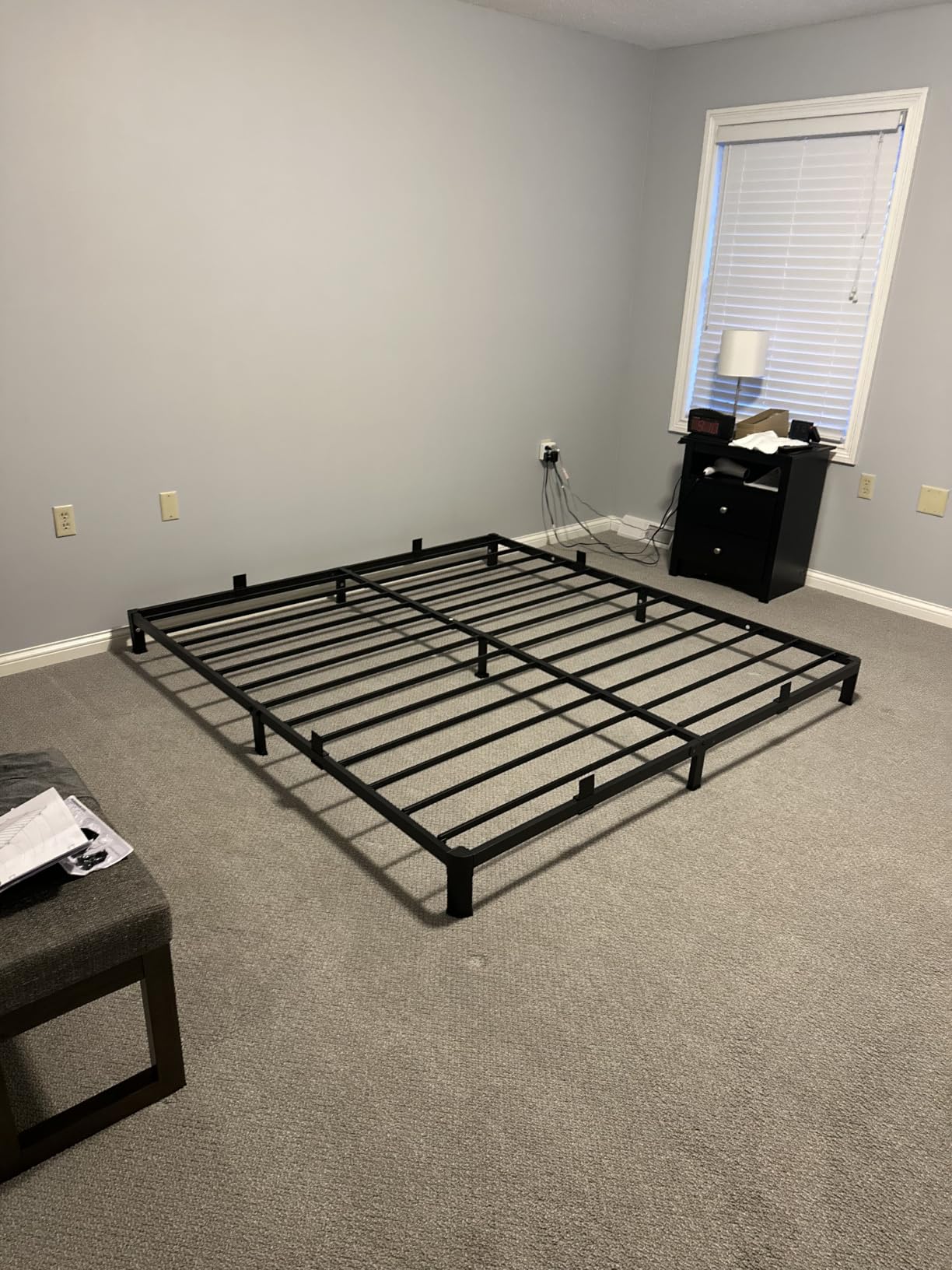 ROIL 14 Inch Queen Bed Frame with Rounded Corner & 4 Mattress Baffles | Easy Assembly, Noise Free, 3500LBS Load Capacity, No Box Spring Needed, 12.4