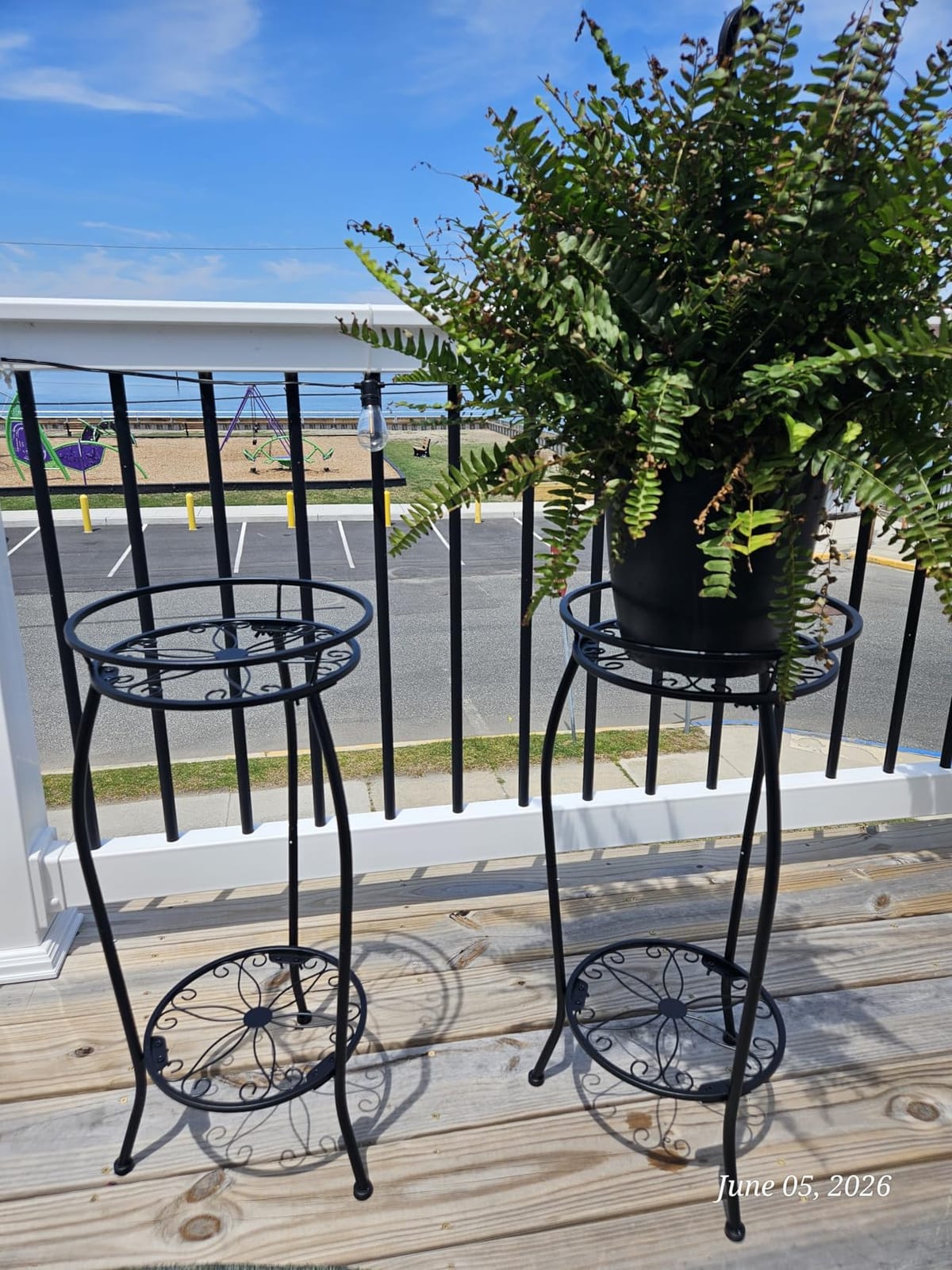 FaithLand 2 Tier Tall Black Metal Plant Stand Indoor Outdoor, 26.5