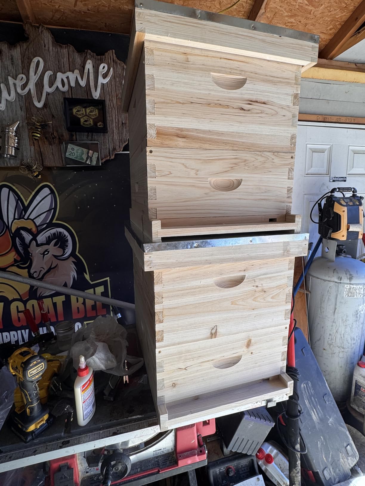 POLLIBEE 10-Frame Bee Hives and Complete Starter Kit, Bee Hives Boxes Includes 2 Deep Bee Box 2 Medium Bee Hive Box with Beehive Frames and Beeswax Coated Foundation Sheets (4 Layers) customer photo 2