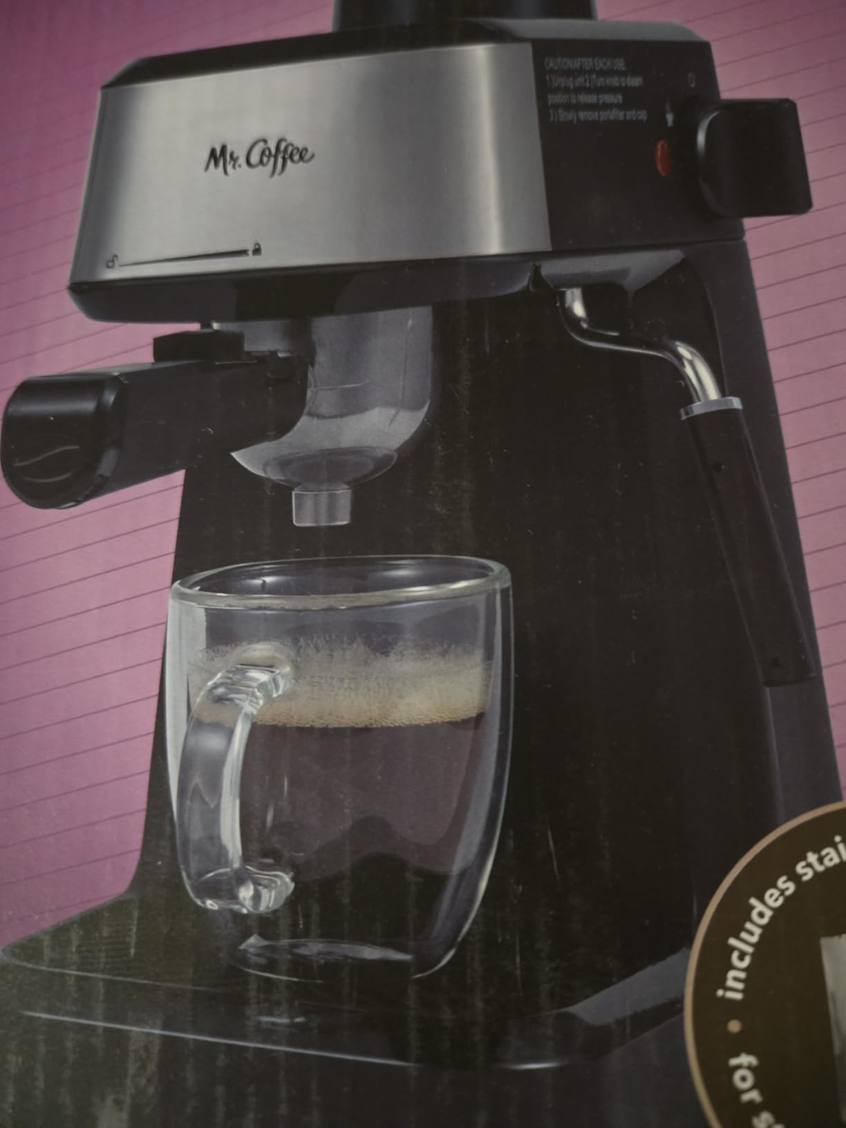 Mr. Coffee 4-Shot Steam Espresso Cappuccino and Latte Maker with Stainless Steel Frothing Pitcher customer photo 1