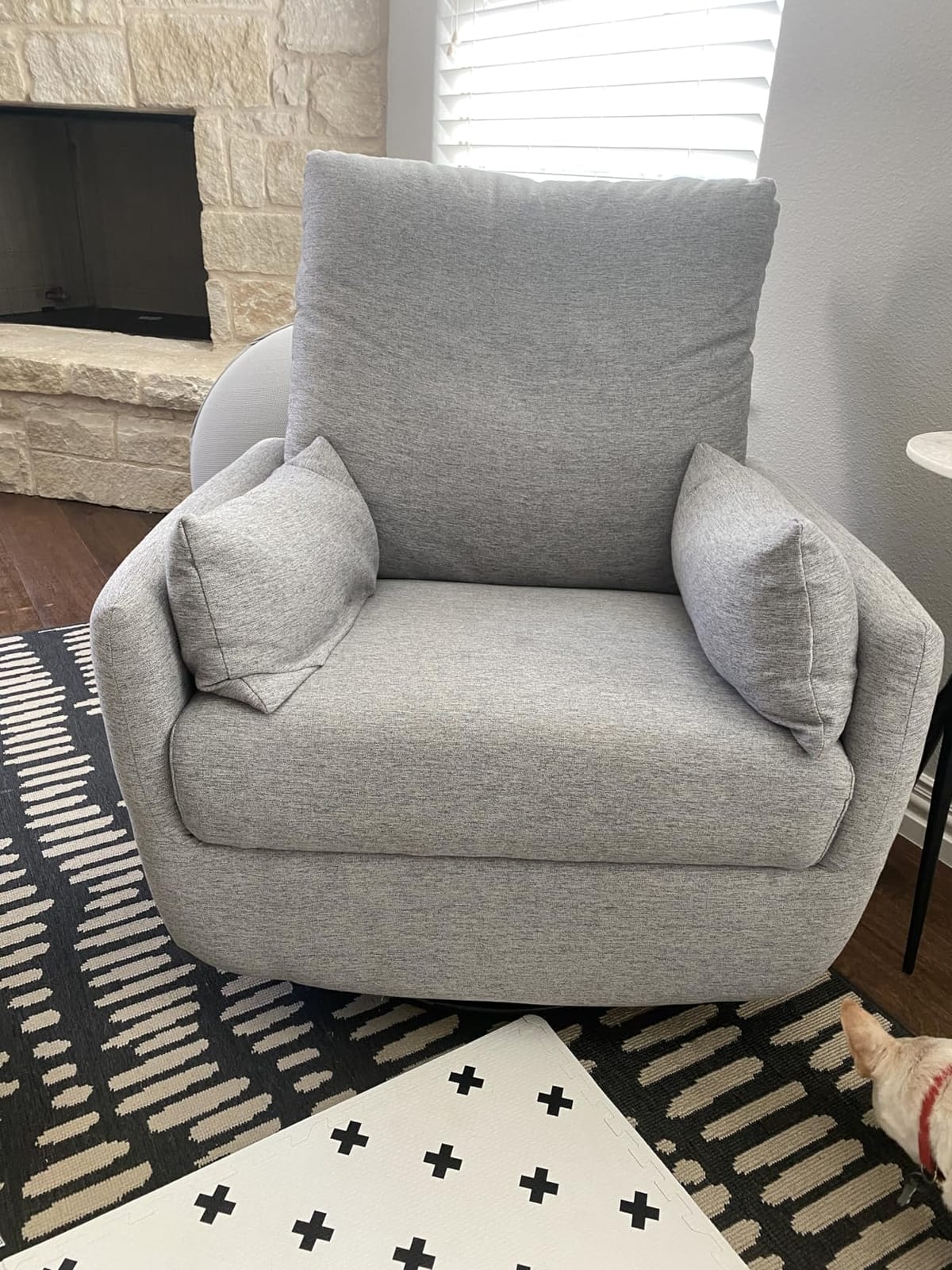 DaVinci Juno Swivel Glider, GREENGUARD Gold Certified, Frost Grey | FSC & CertiPUR-US Certified Glider w/ 360° Swivel & Metal Base - Spacious Seating for Extra Comfort - Fully Assembled customer photo 1