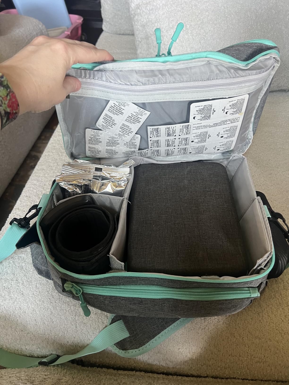 BAGSFY Medicine Bag, Large Medical Bag and First Aid Bag Empty for Travel | Travel medicine bag with 2-layer storage, elastic loops for medication, pill bottles, first aid supplies, emergency kit case customer photo 2