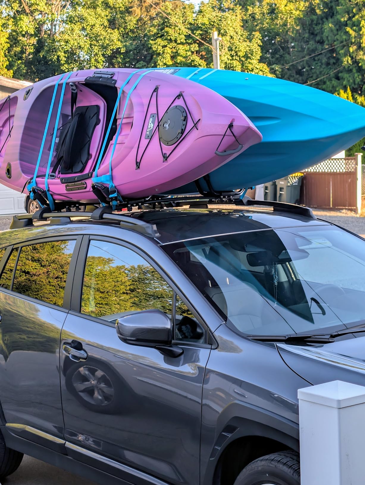 2 Pairs Kayak Roof Rack for Car Top Roof Mount Carrier | J Cross Bar, Canoe Boat Compatible customer photo 1
